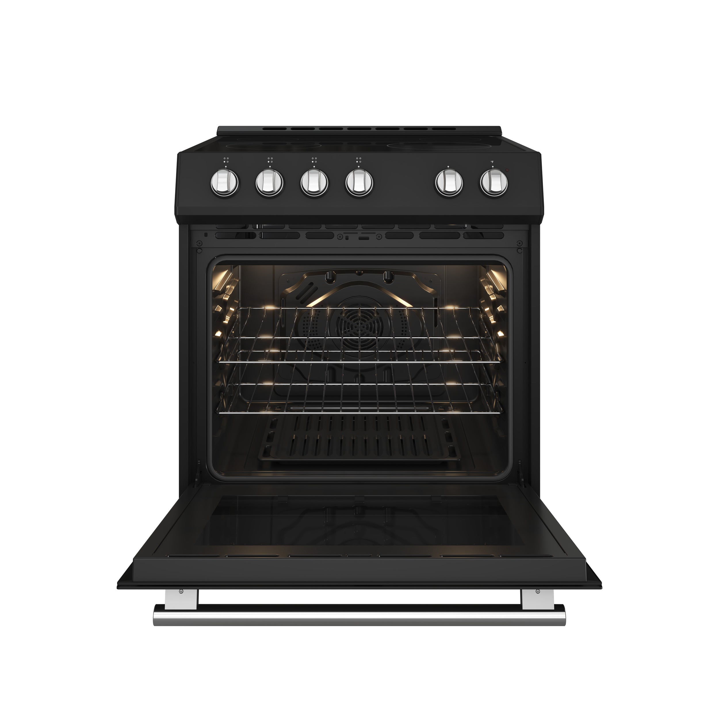 Forno Espresso Leonardo 30 in. 5 cu. ft. 4-Burner Black Electric Range with Antique Brass Accents | FFSEL6012-30BLK