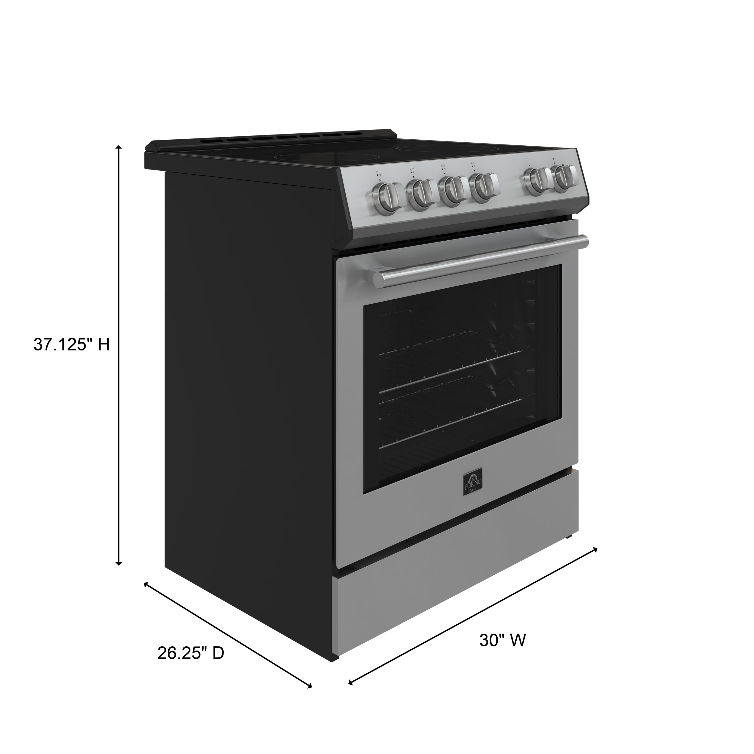 Forno Espresso Leonardo 30 in. 5 cu. ft. 4-Burner Stainless Steel Electric Range | FFSEL6012-30