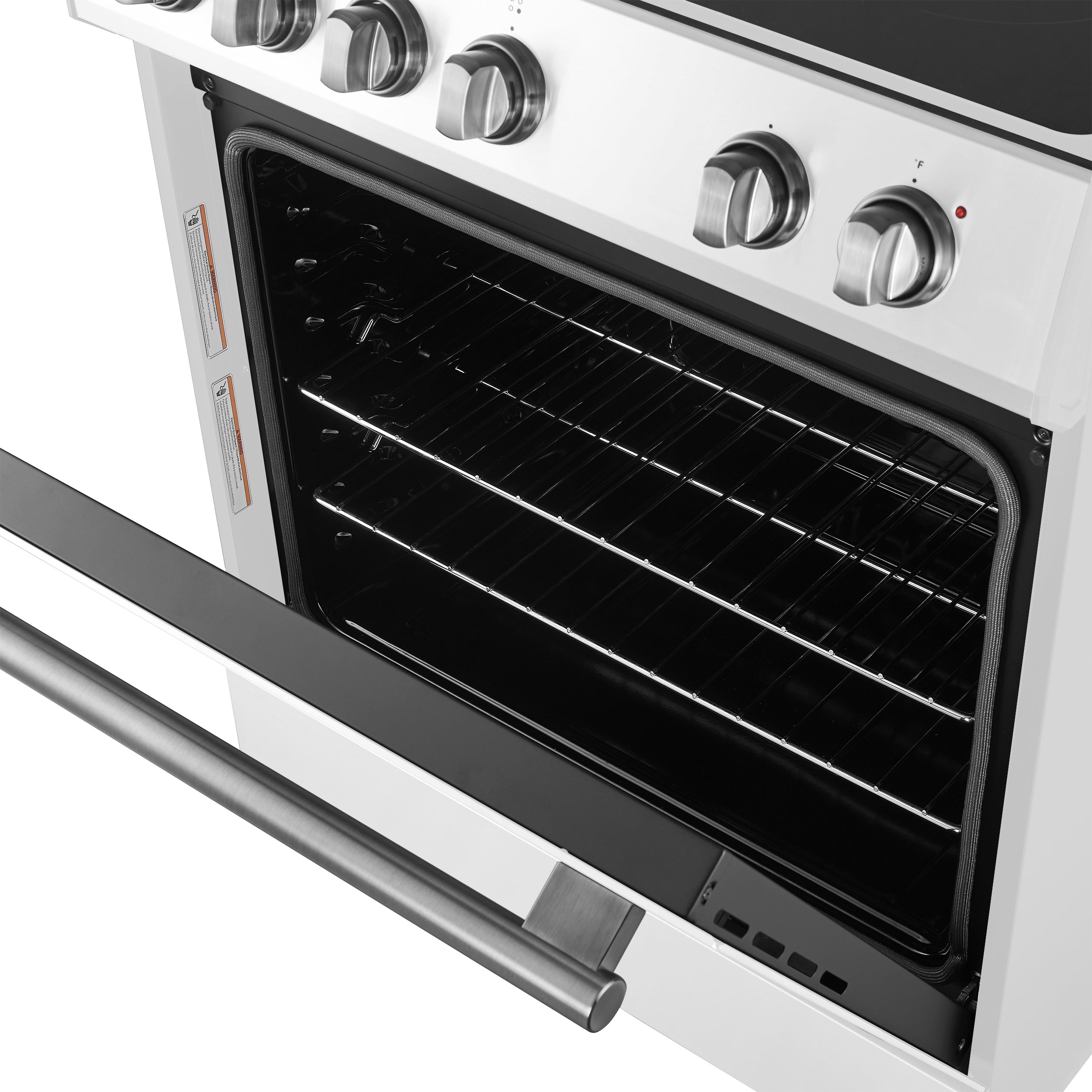Forno Espresso Leonardo 30 in. 5 cu. ft. 4-Burner White Electric Range with Antique Brass Accents | FFSEL6012-30WHT