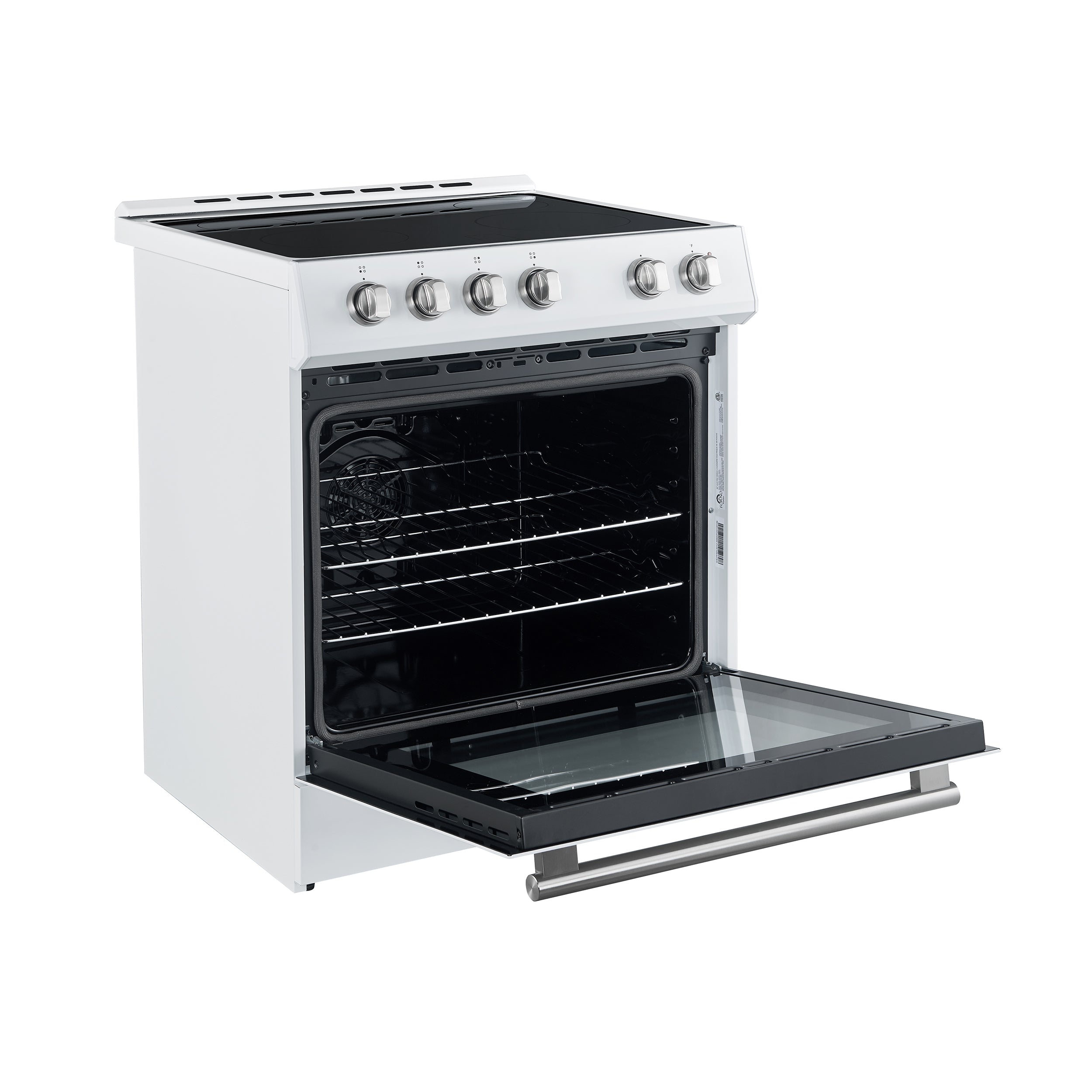 Forno Espresso Leonardo 30 in. 5 cu. ft. 4-Burner White Electric Range with Antique Brass Accents | FFSEL6012-30WHT
