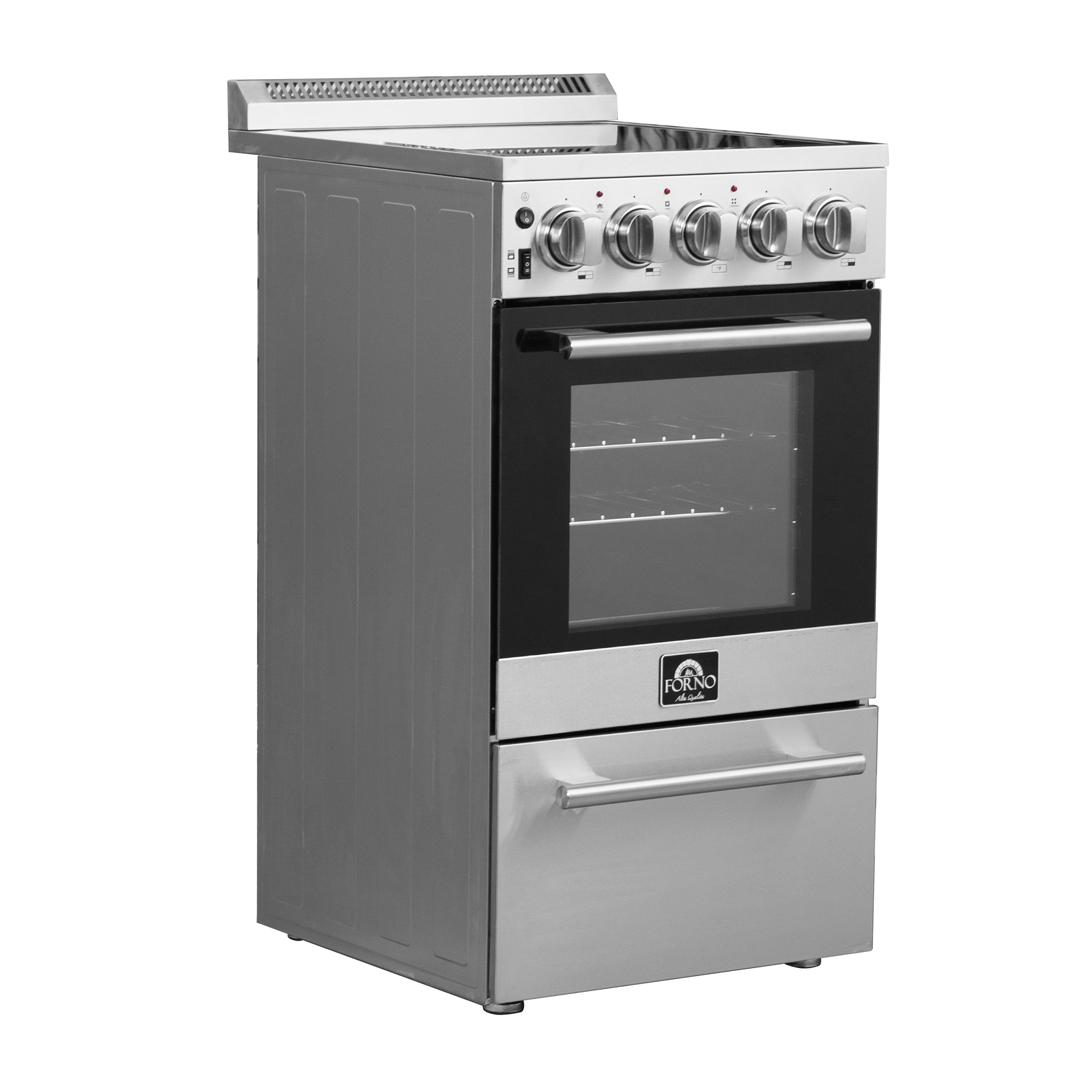 Forno Pallerano 20 in. 2.05 cu.ft. Stainless Steel Electric Range with 4 Burners and Storage Drawer | FFSEL6052-20