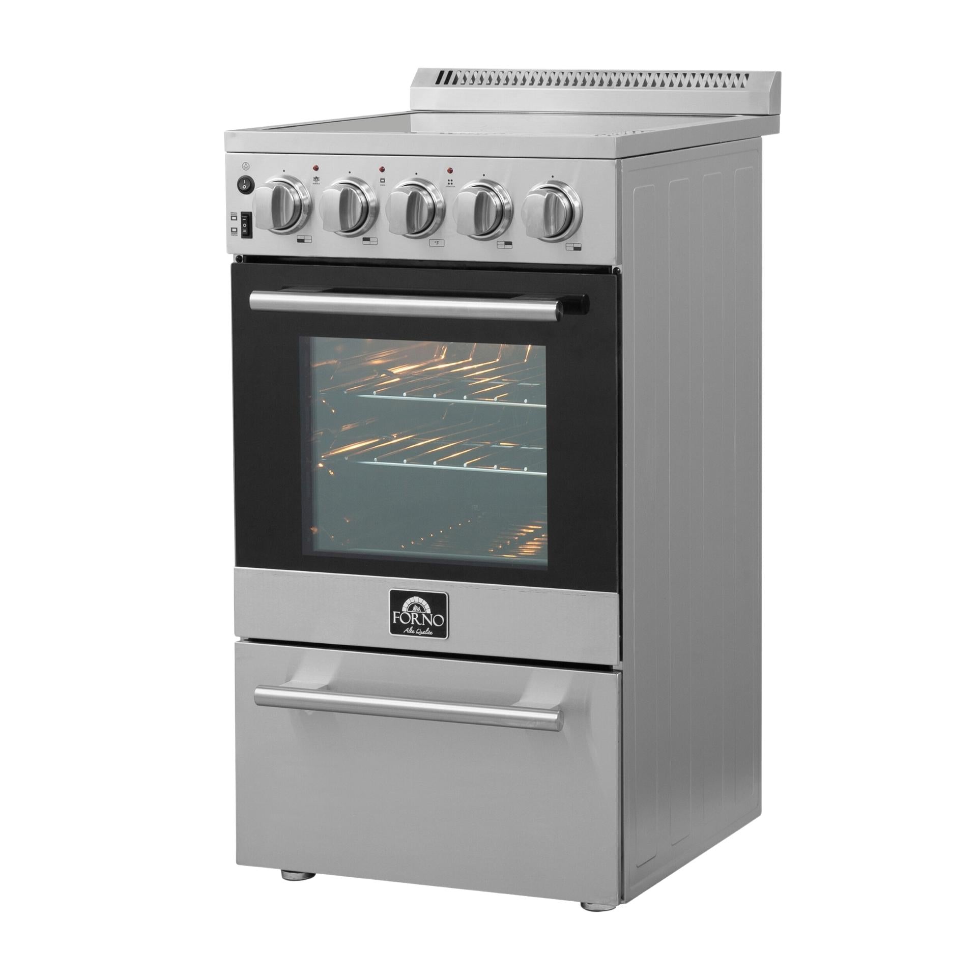 Forno Pallerano 20 in. 2.05 cu.ft. Stainless Steel Electric Range with 4 Burners and Storage Drawer | FFSEL6052-20
