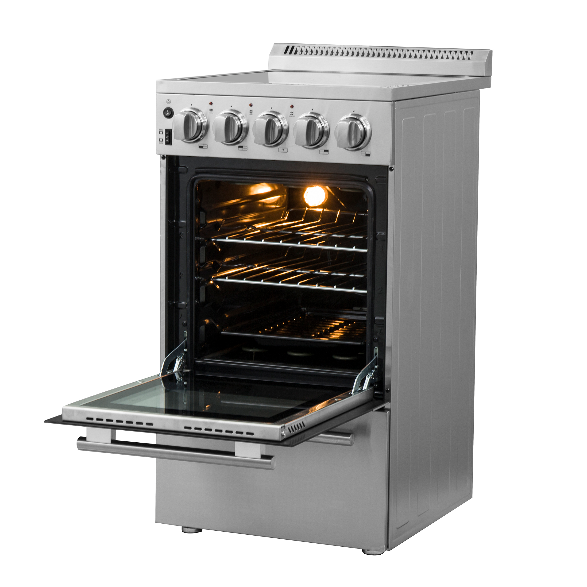 Forno Pallerano 20 in. 2.05 cu.ft. Stainless Steel Electric Range with 4 Burners and Storage Drawer | FFSEL6052-20