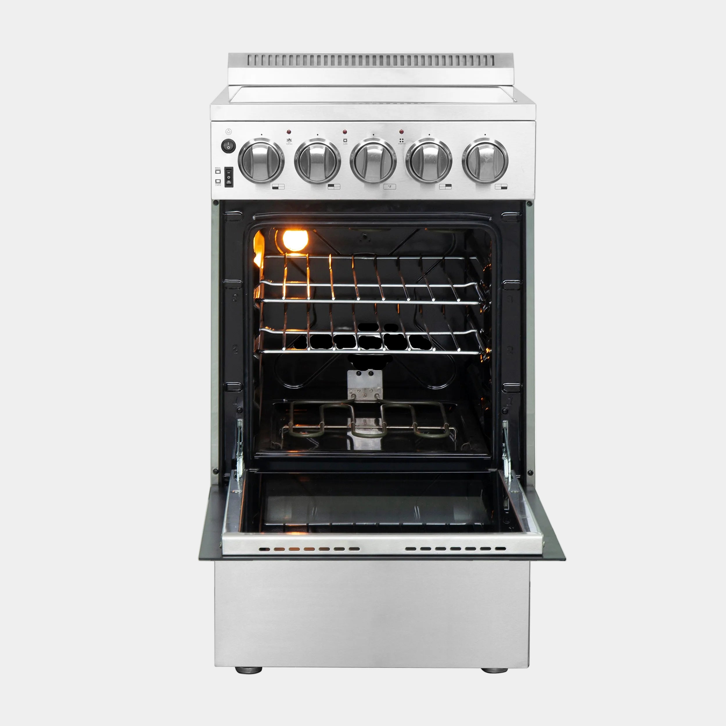Forno Pallerano 20 in. 2.05 cu.ft. Stainless Steel Electric Range with 4 Burners and Storage Drawer | FFSEL6052-20