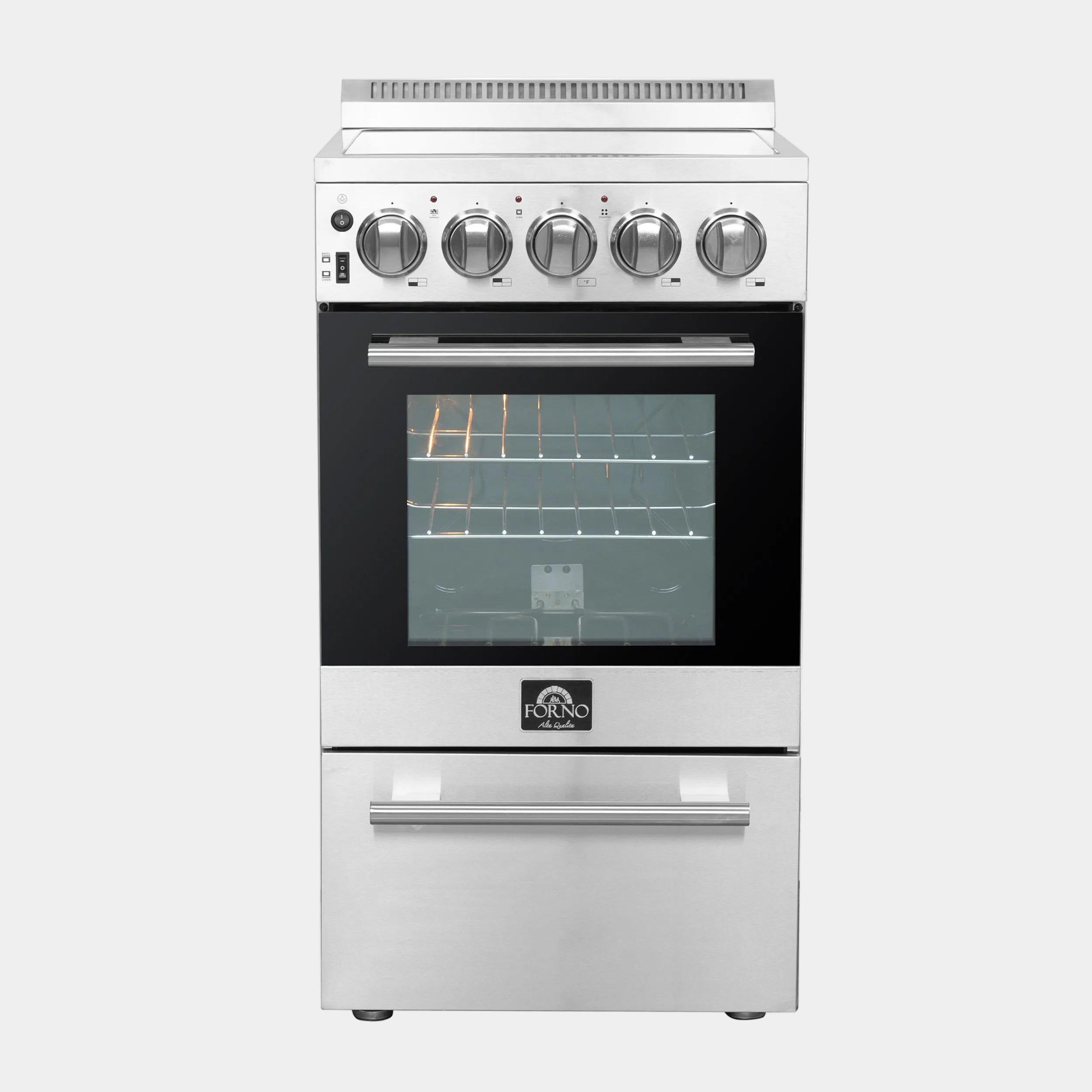 Forno Pallerano 20 in. 2.05 cu.ft. Stainless Steel Electric Range with 4 Burners and Storage Drawer | FFSEL6052-20