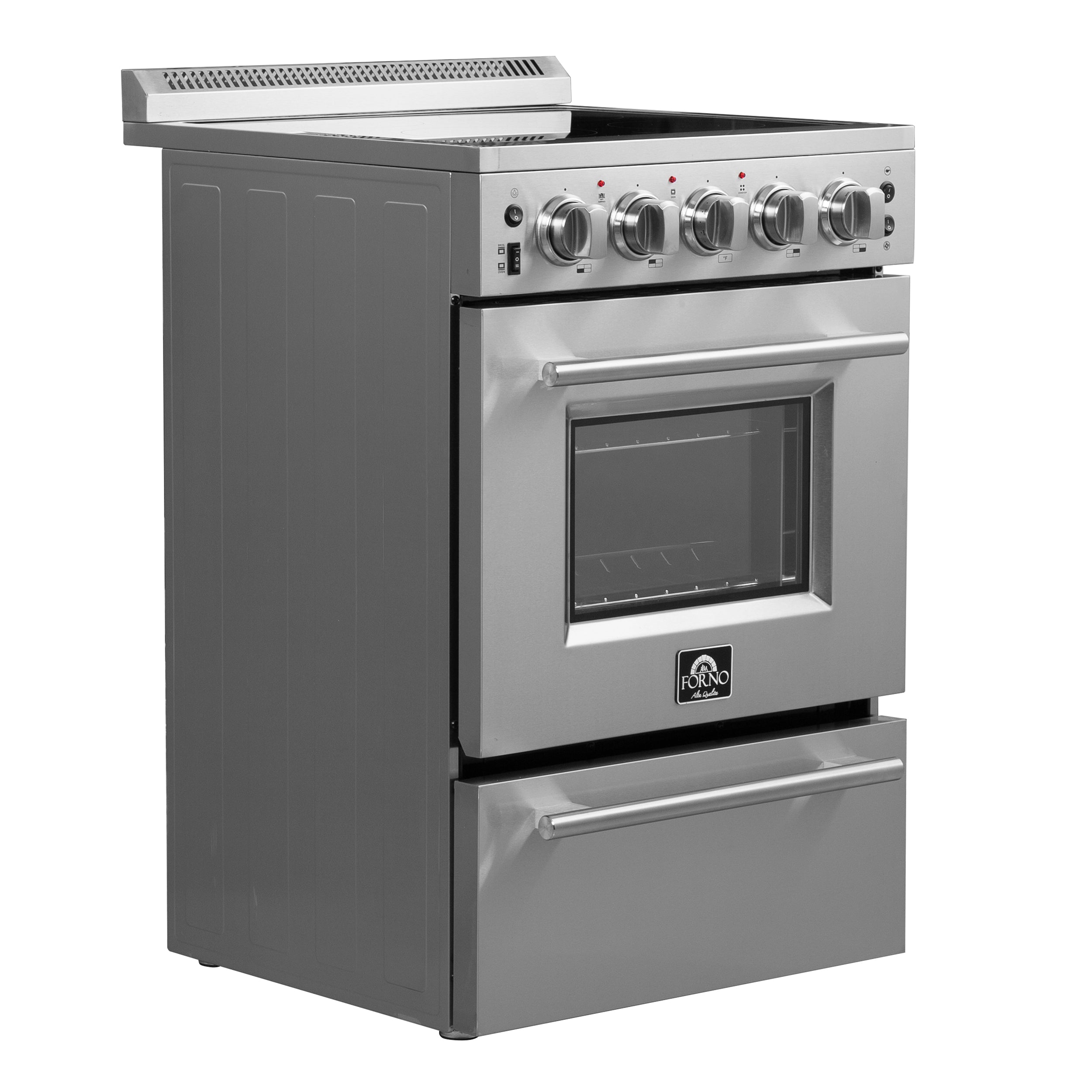 Forno Loiano 24 in. 2.3 cu.ft. Stainless Steel Electric Range with 4 Burners, Air Fry Kit and Storage Drawer | FFSEL6069-24