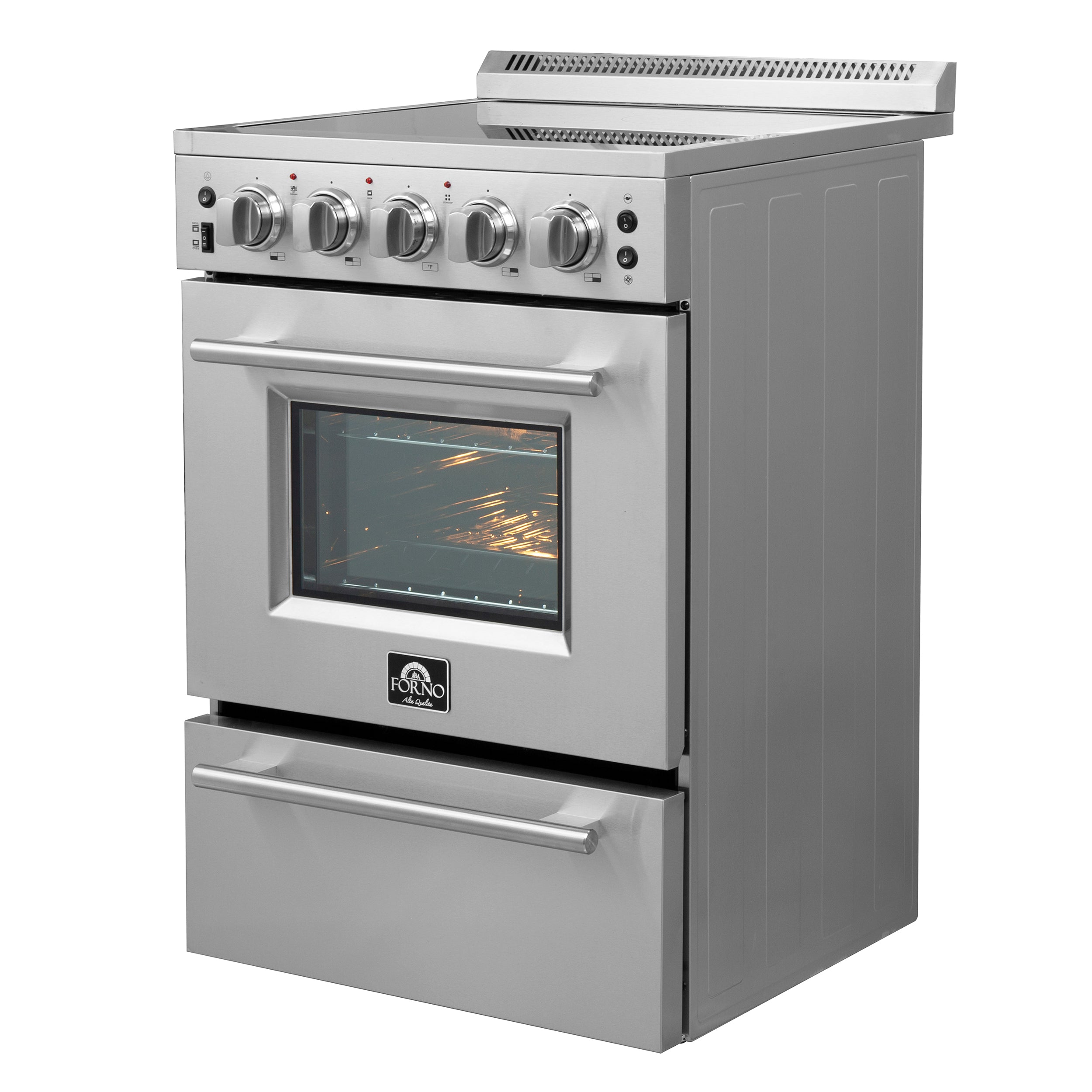 Forno Loiano 24 in. 2.3 cu.ft. Stainless Steel Electric Range with 4 Burners, Air Fry Kit and Storage Drawer | FFSEL6069-24
