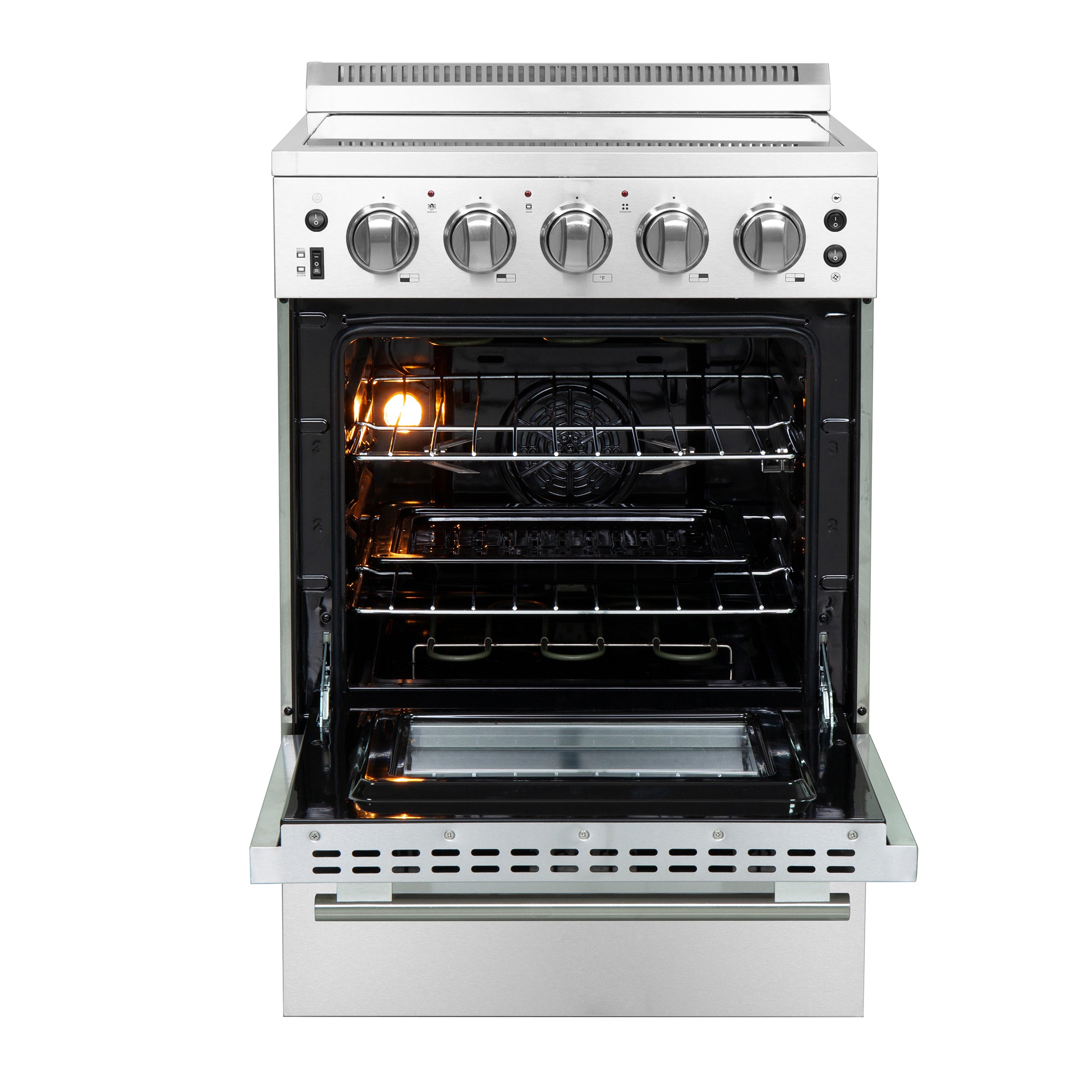 Forno Loiano 24 Inch Freestanding Electric Range Stainless Steel with Storage Drawer
