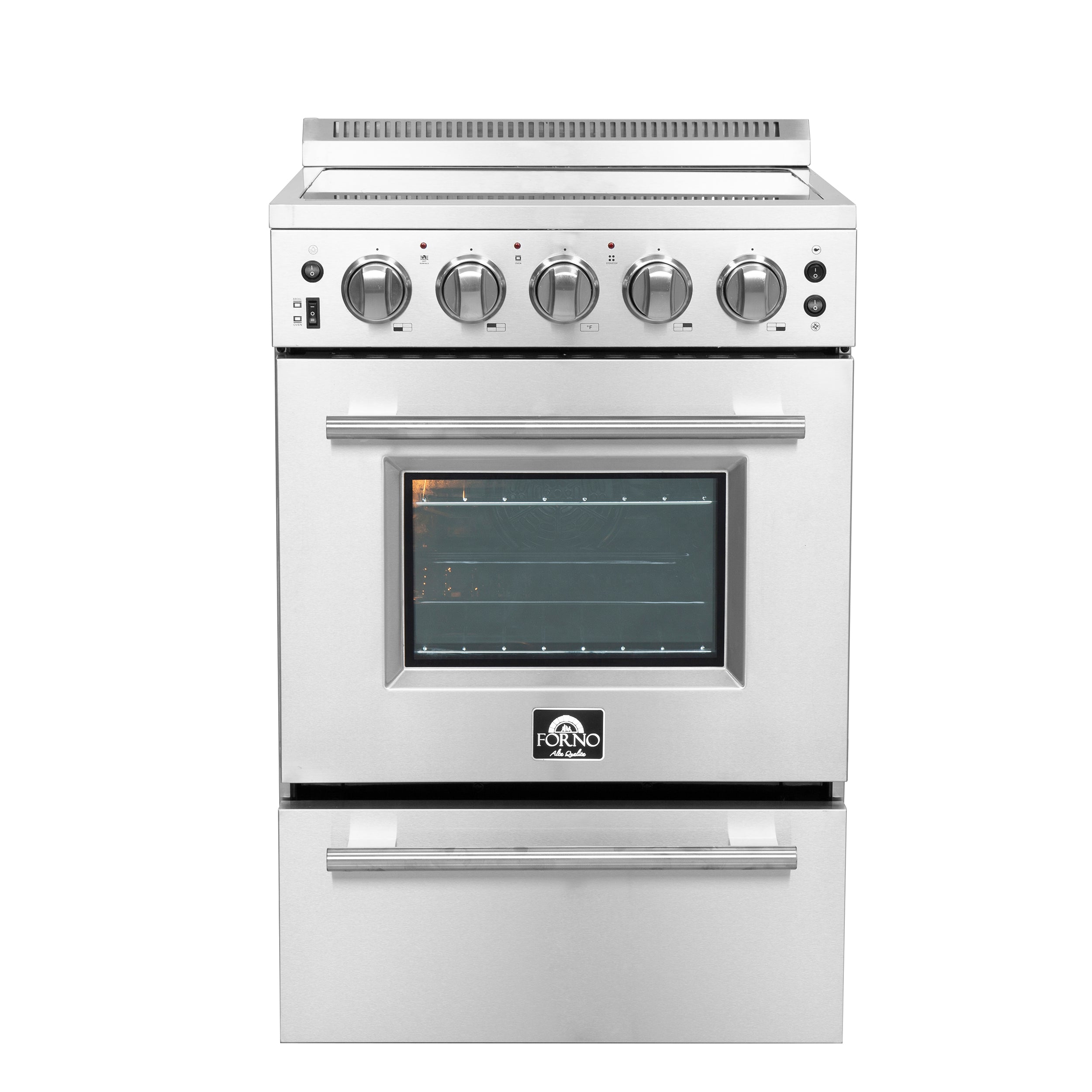 Forno Loiano 24 Inch Freestanding Electric Range Stainless Steel with Storage Drawer