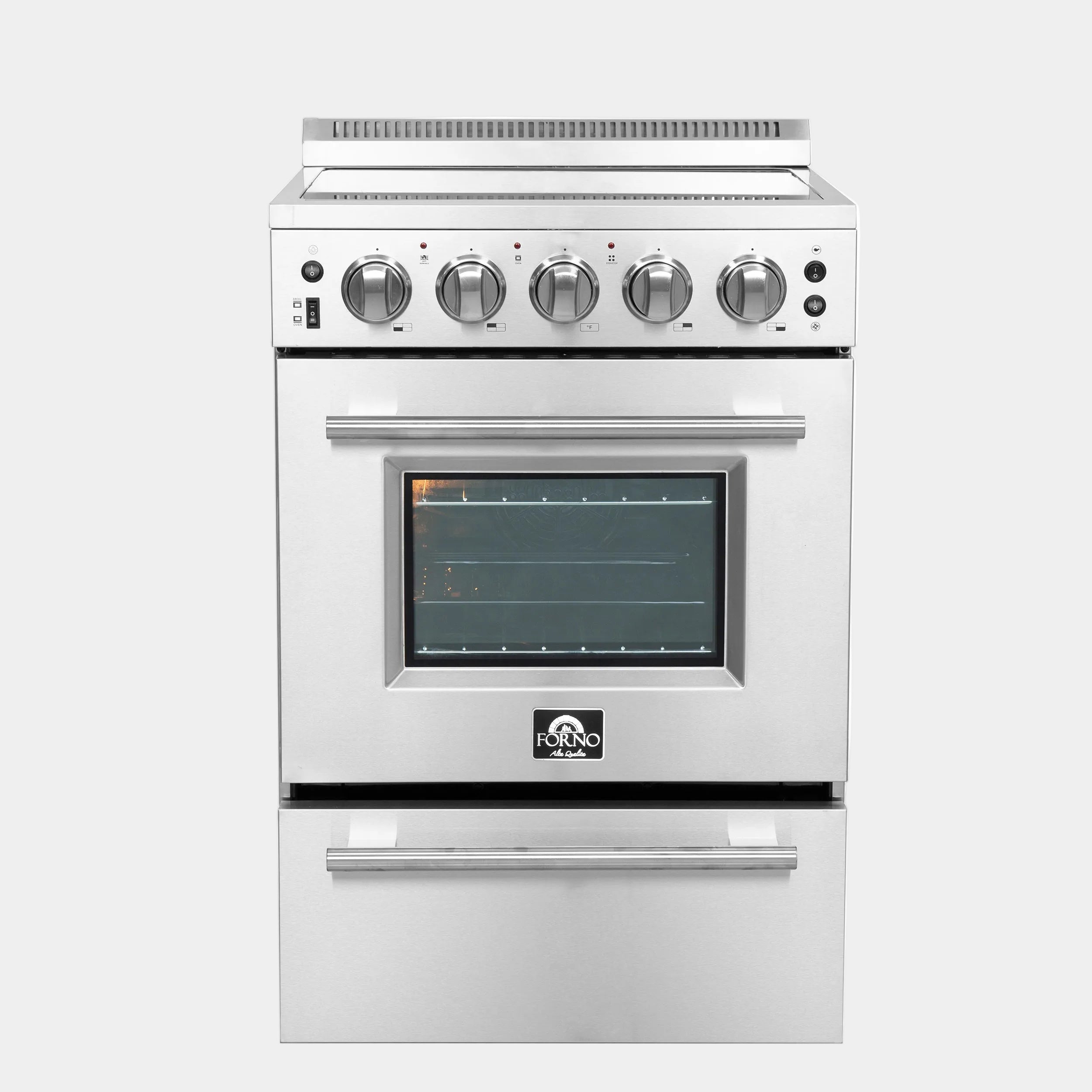Forno Loiano 24 in. 2.3 cu.ft. Stainless Steel Electric Range with 4 Burners, Air Fry Kit and Storage Drawer | FFSEL6069-24