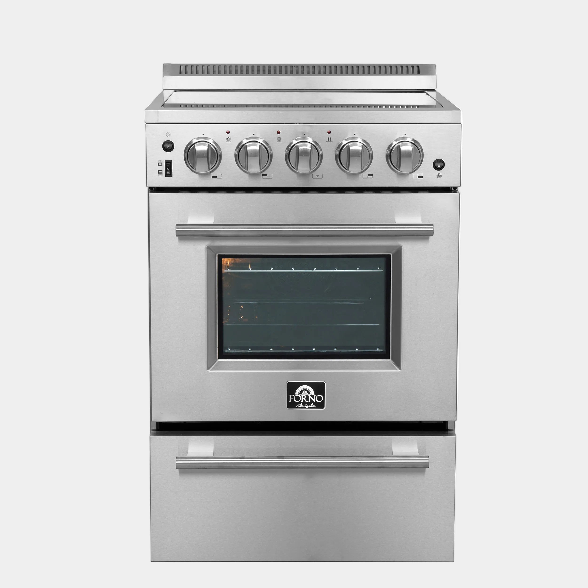 Forno Loiano 24 in. 2.3 cu.ft. Stainless Steel Electric Range with 4 Burners, Air Fry Kit and Storage Drawer | FFSEL6069-24