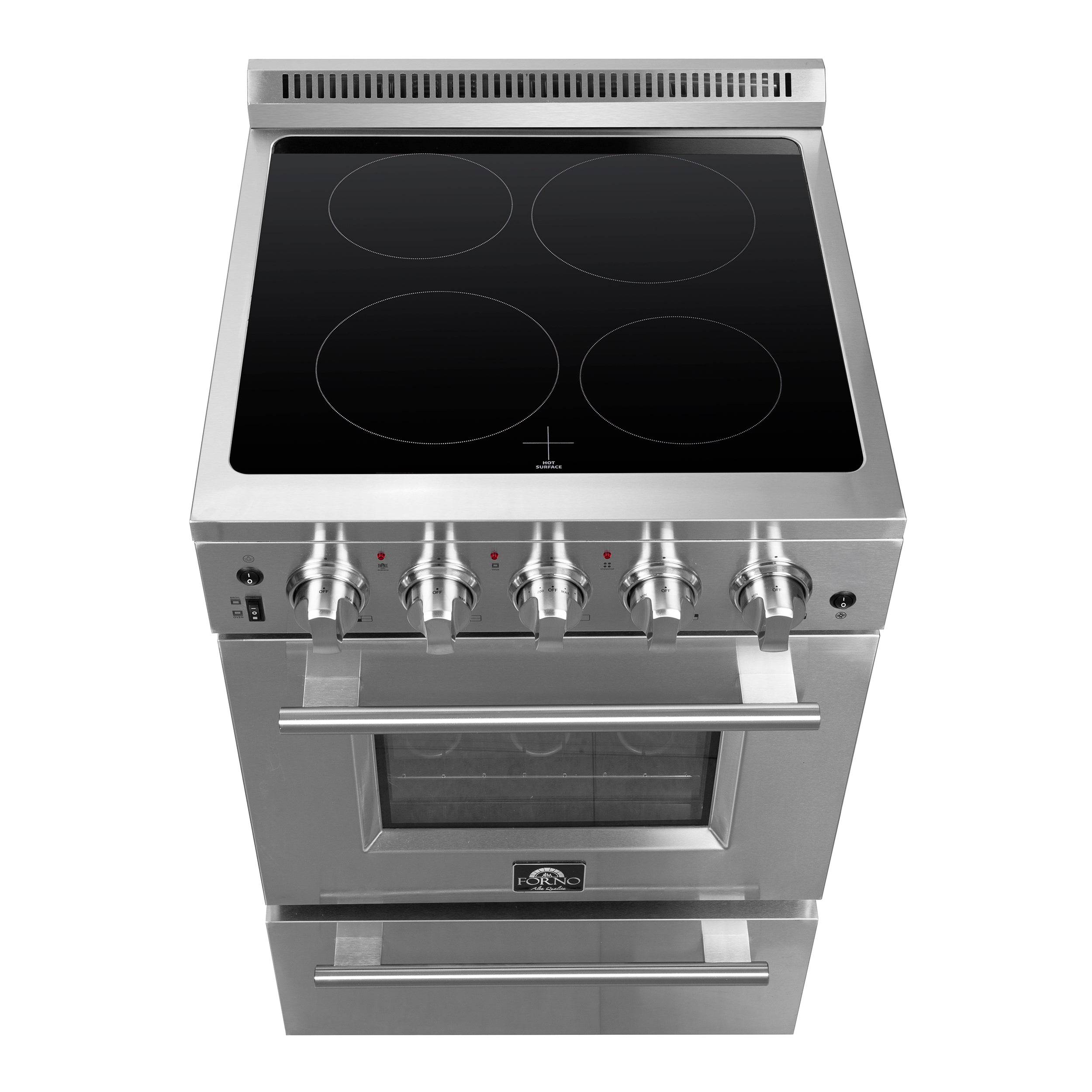 Forno Loiano 24 in. 2.3 cu.ft. Stainless Steel Electric Range with 4 Burners, Air Fry Kit and Storage Drawer | FFSEL6069-24