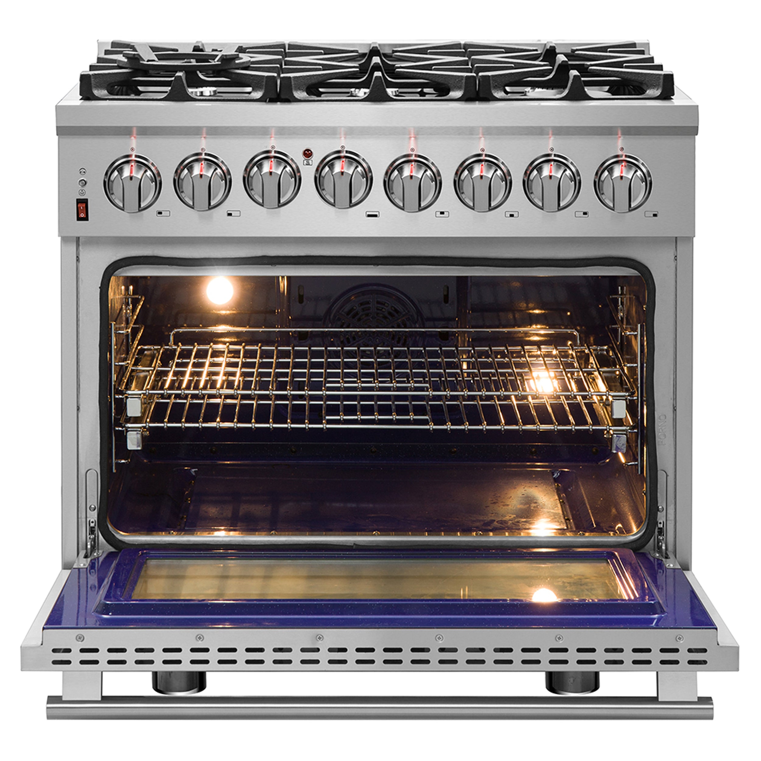 Forno Massimo 36 in. 5.36 cu. ft. 6-Burner Stainless Steel Dual Fuel Range | FFSGS6125-36