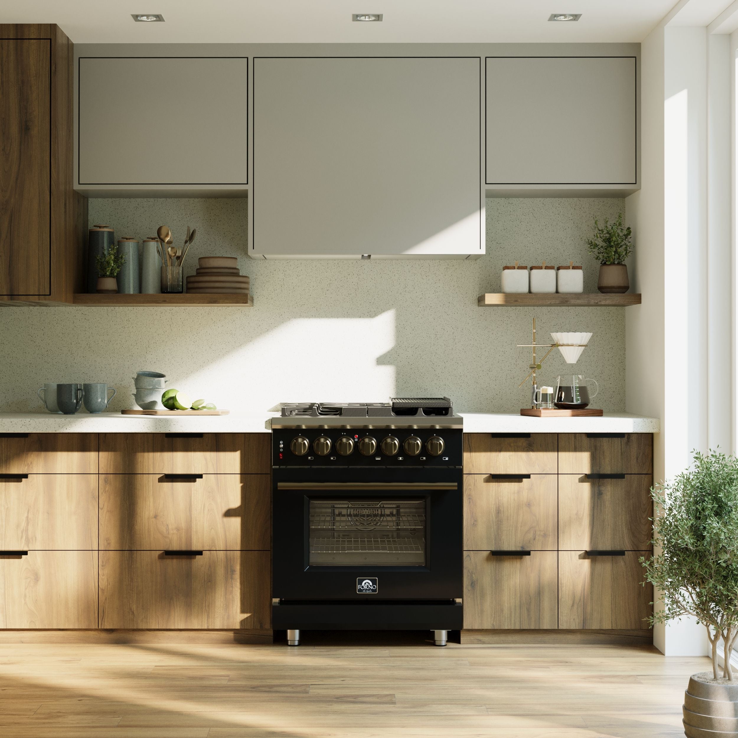 Forno Massimo 30 in. 4.32 cu. ft. 5-Burner Black Dual Fuel Range | FFSGS6125-30BLK