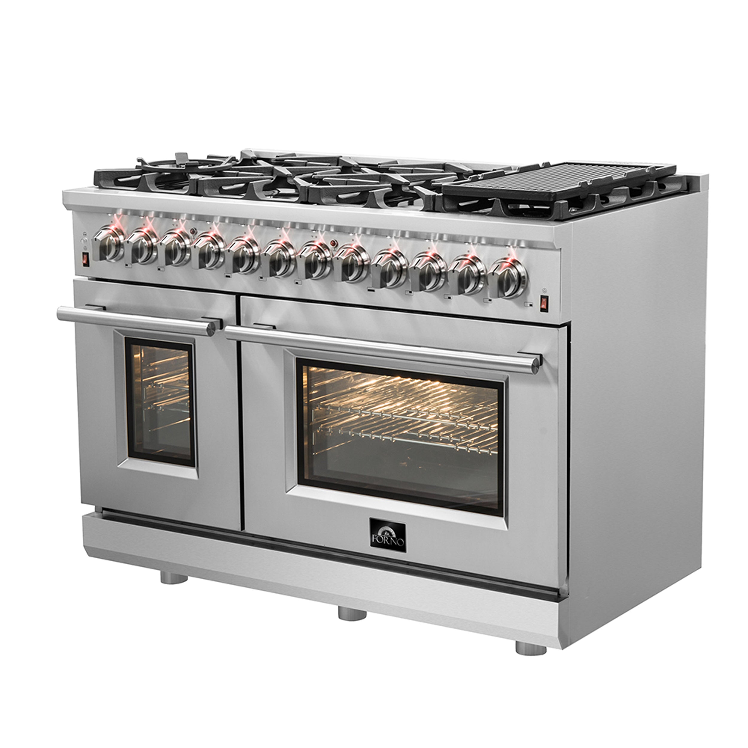 Forno Massimo 48 in. 6.58 cu. ft. 8-Burner Stainless Steel Dual Fuel Range | FFSGS6125-48