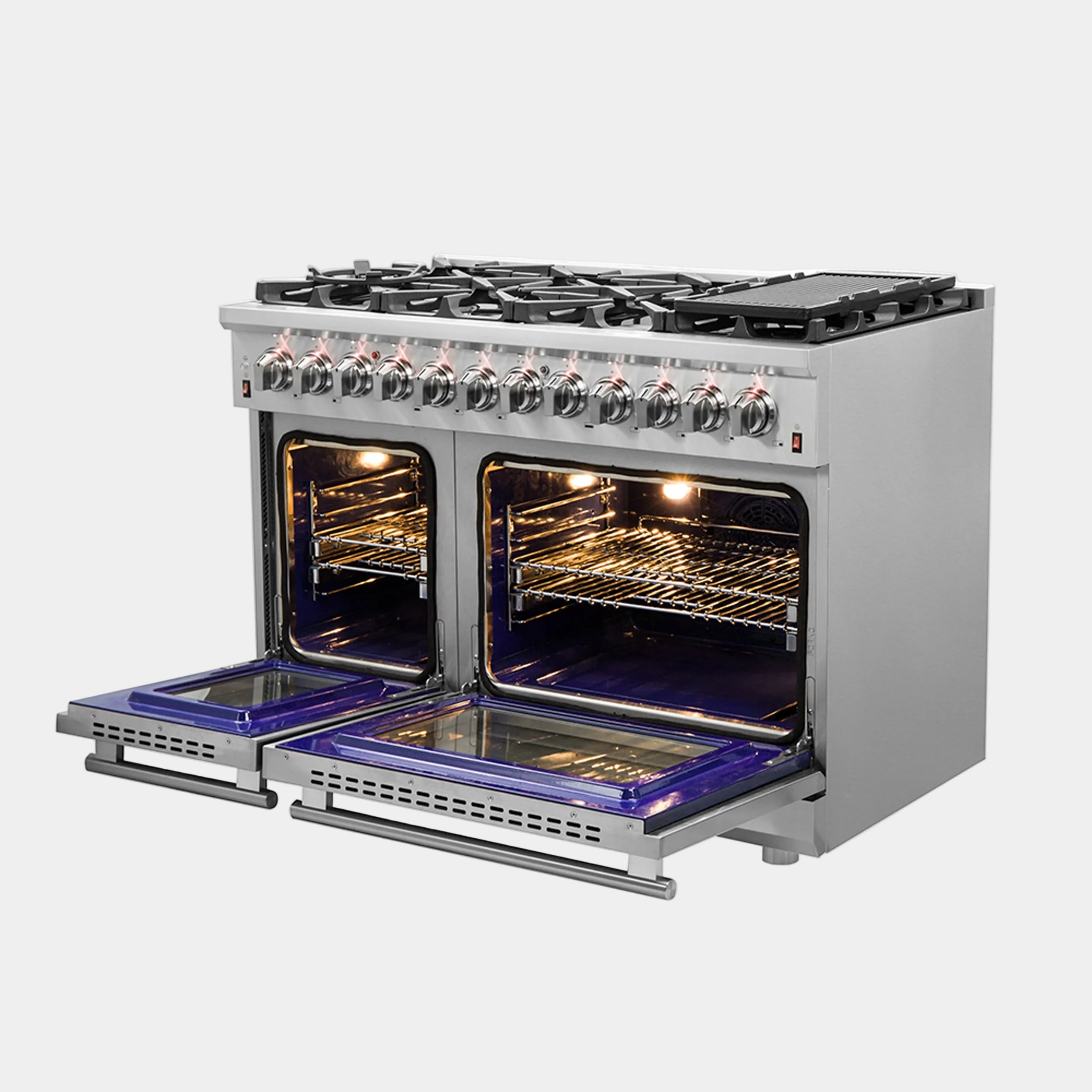 Forno Massimo 48 in. 6.58 cu. ft. 8-Burner Stainless Steel Dual Fuel Range | FFSGS6125-48