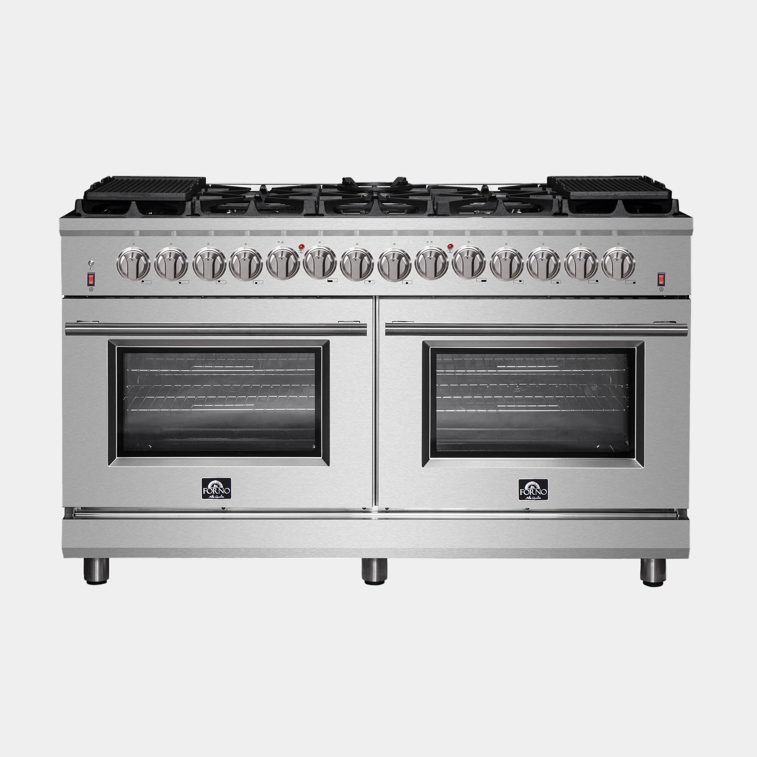Forno Massimo 60 in. 8.64 cu. ft. 10-Burner Stainless Steel Dual Fuel Range | FFSGS6125-60