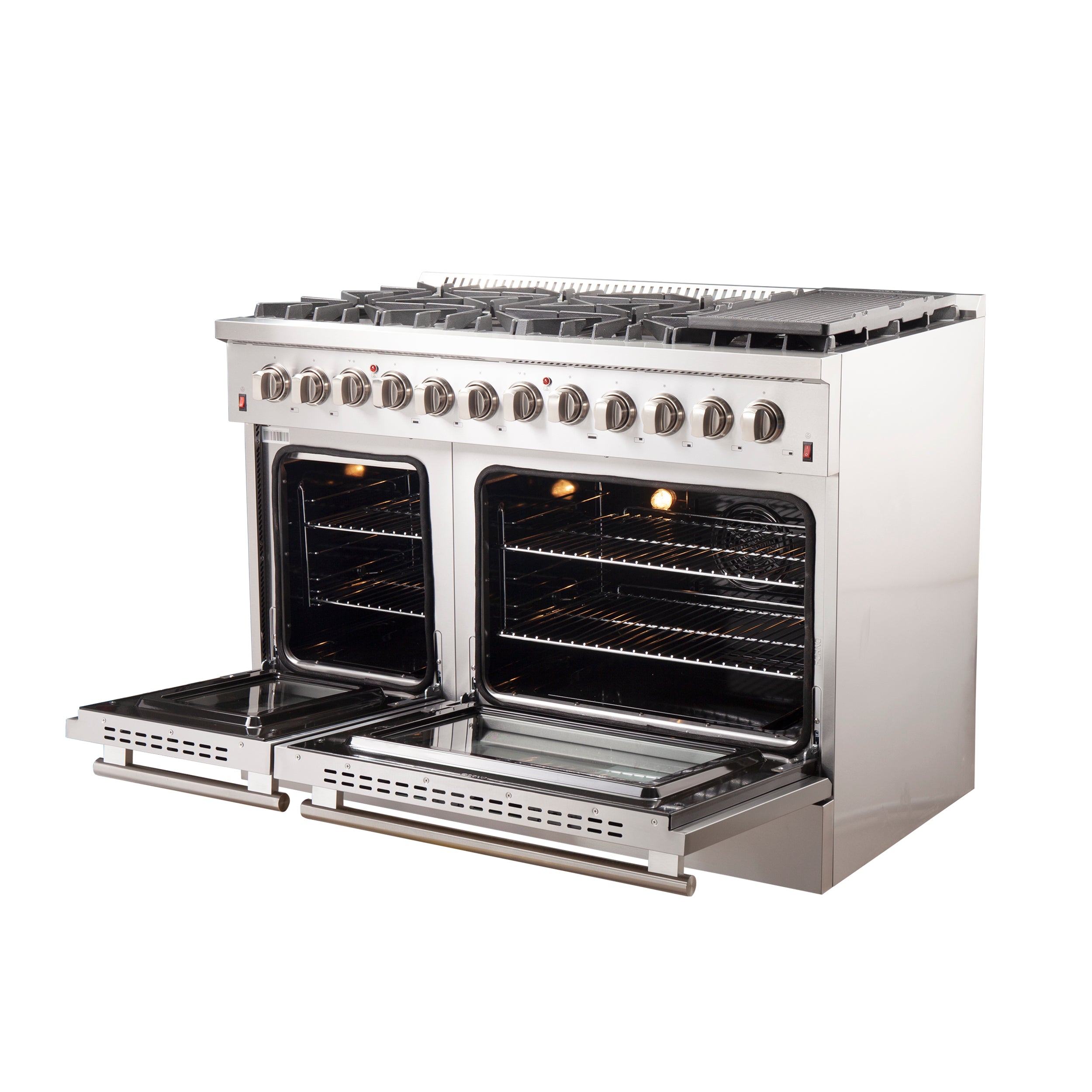 Forno Galiano 48 in. 6.58 cu. ft. 8-Burner Stainless Steel Dual Fuel Range | FFSGS6156-48