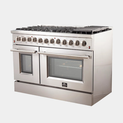 Forno Galiano 48 in. 6.58 cu. ft. 8-Burner Stainless Steel Dual Fuel Range | FFSGS6156-48