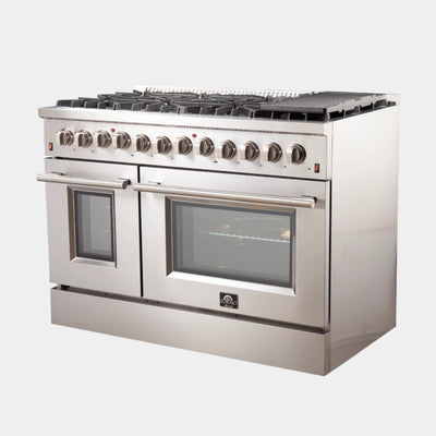 Forno Galiano 48 in. 6.58 cu. ft. 8-Burner Stainless Steel Dual Fuel Range | FFSGS6156-48