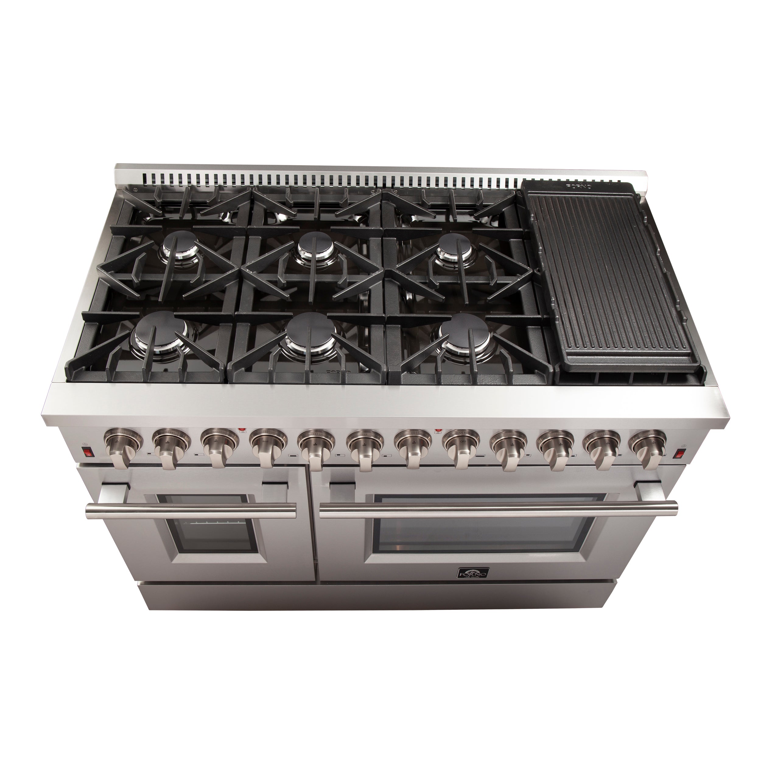 Forno Galiano 48 in. 6.58 cu. ft. 8-Burner Stainless Steel Dual Fuel Range | FFSGS6156-48