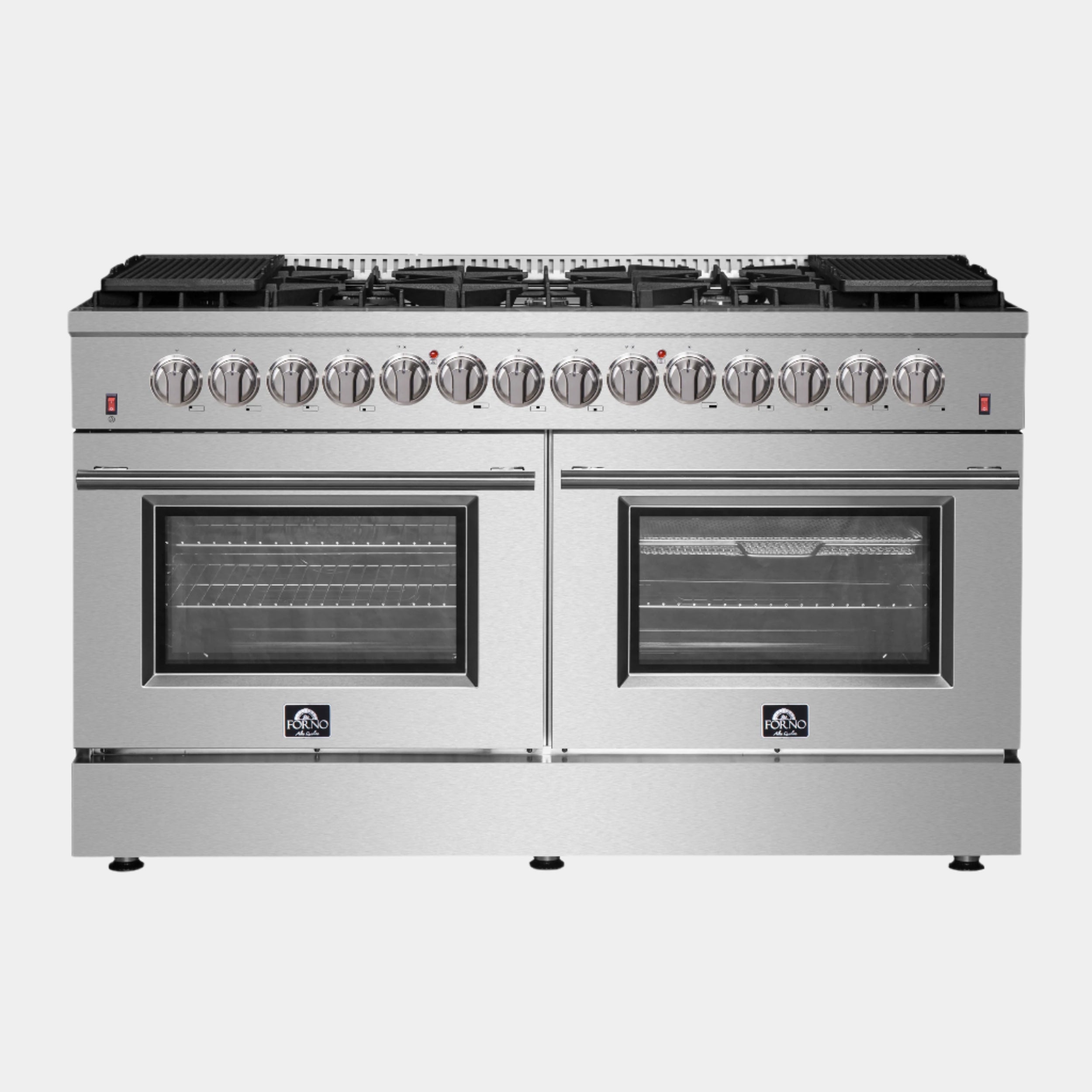 Forno Galiano 60-Inch Freestanding Dual Fuel Range, 10 Burners, Double Convection Ovens