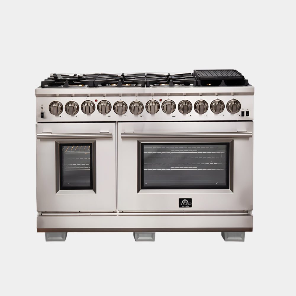 Forno Capriasca 48-Inch Freestanding Dual Fuel Range, 8 Burners, True Convection Oven