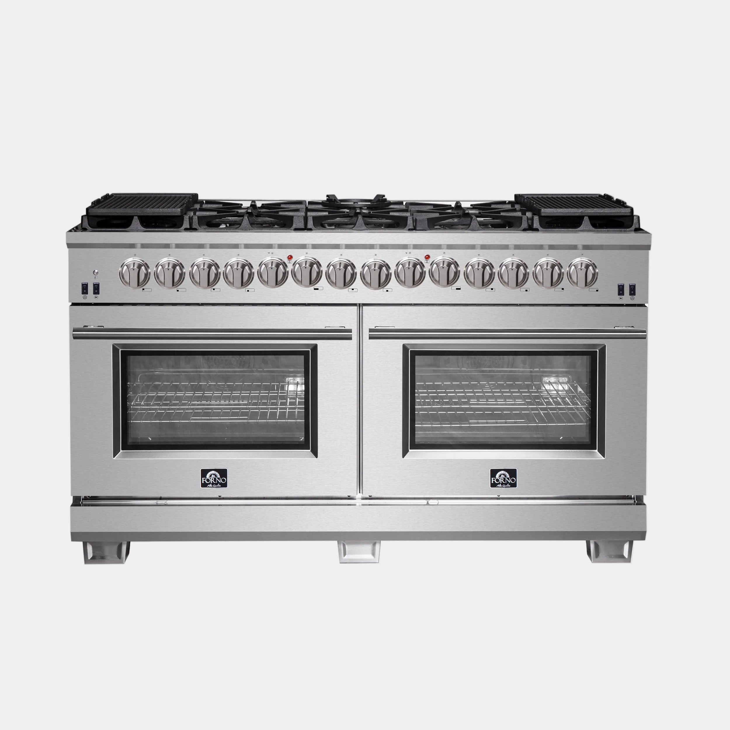 Forno Capriasca 60 in. 8.64 cu. ft. 10-Burner Stainless Steel Dual Fuel Range with Brass Burners | FFSGS6187-60