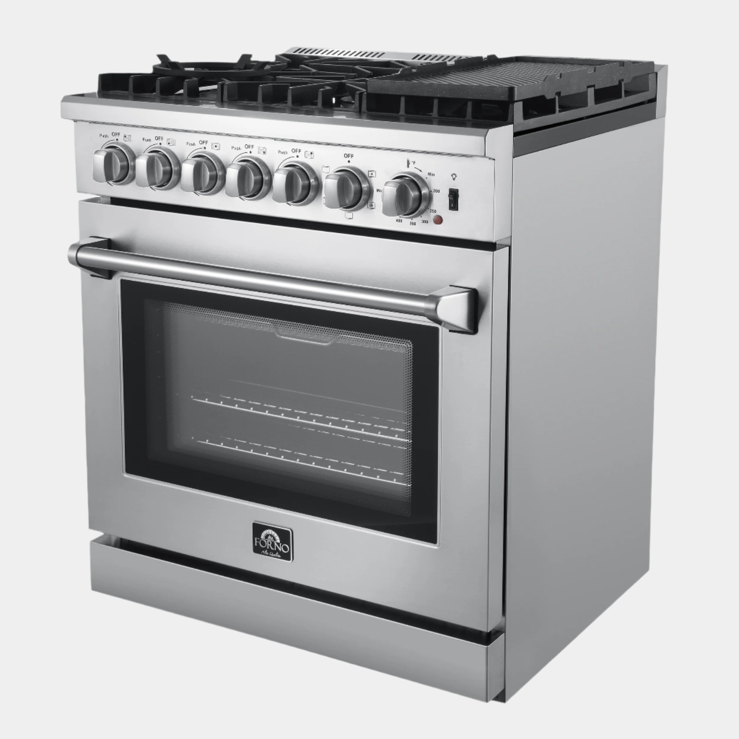 Forno Lazio 30-Inch Freestanding Dual Fuel Range, 4 Burners, True Convection Oven