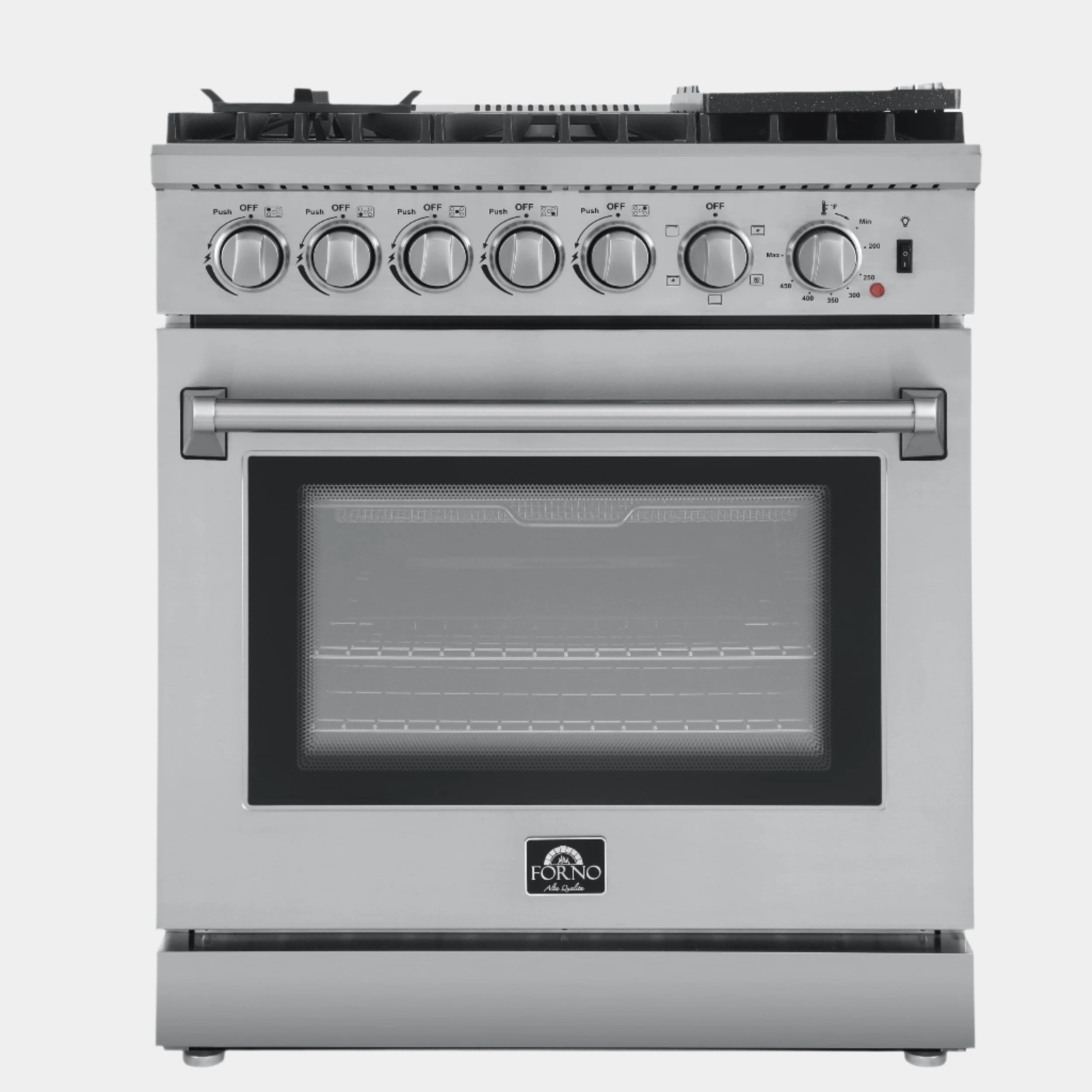 Forno Lazio 30-Inch Freestanding Dual Fuel Range, 4 Burners, True Convection Oven