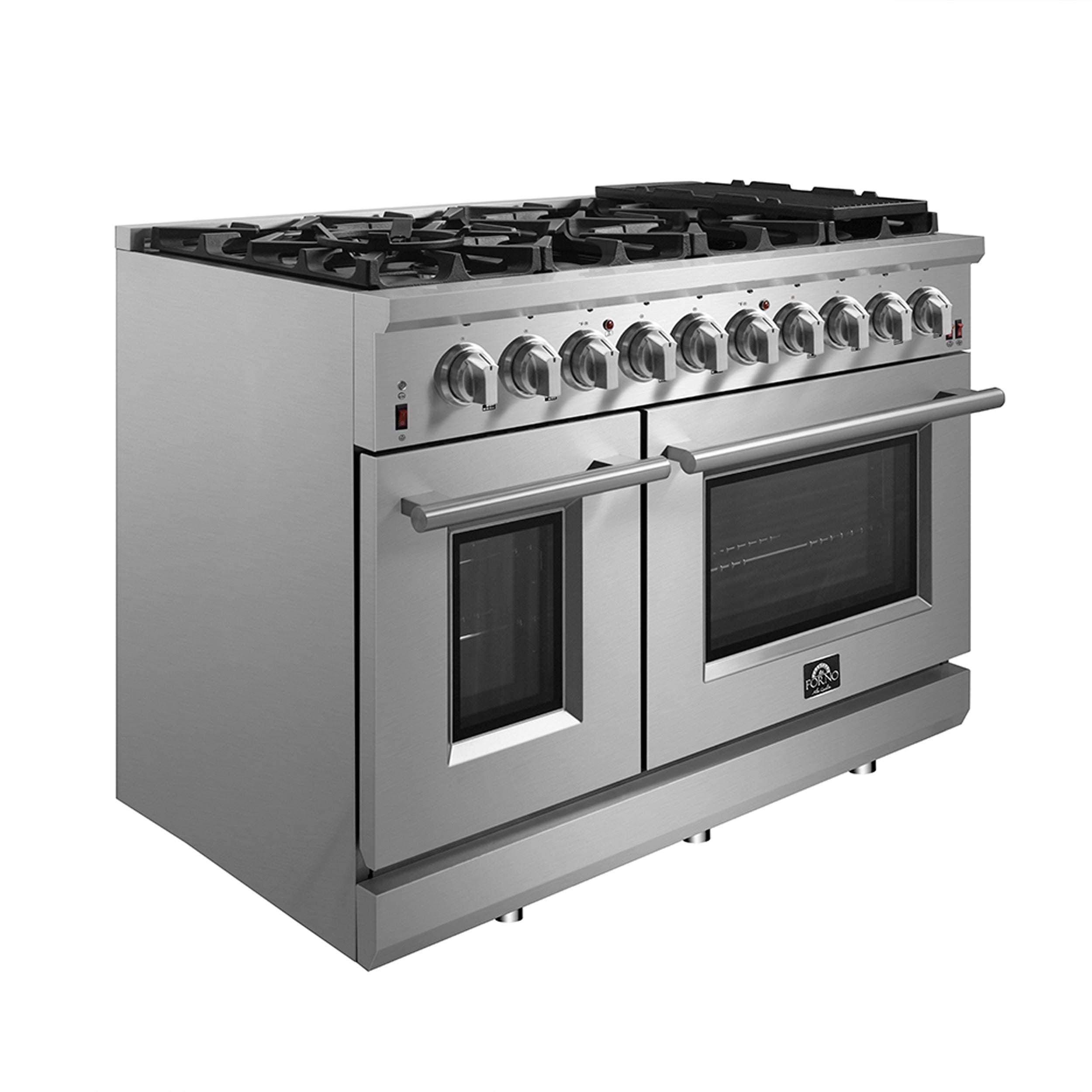 Forno Massimo 48 in. 6.58 cu. ft. 8-Burner Stainless Steel Gas Range with Brass Burners | FFSGS6239-48
