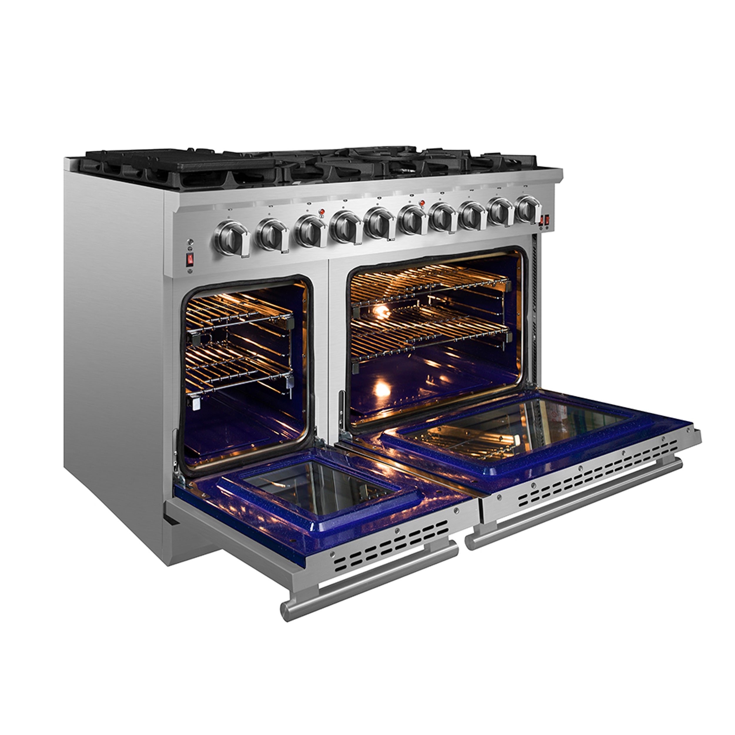 Forno Massimo 48 in. 6.58 cu. ft. 8-Burner Stainless Steel Gas Range with Brass Burners | FFSGS6239-48