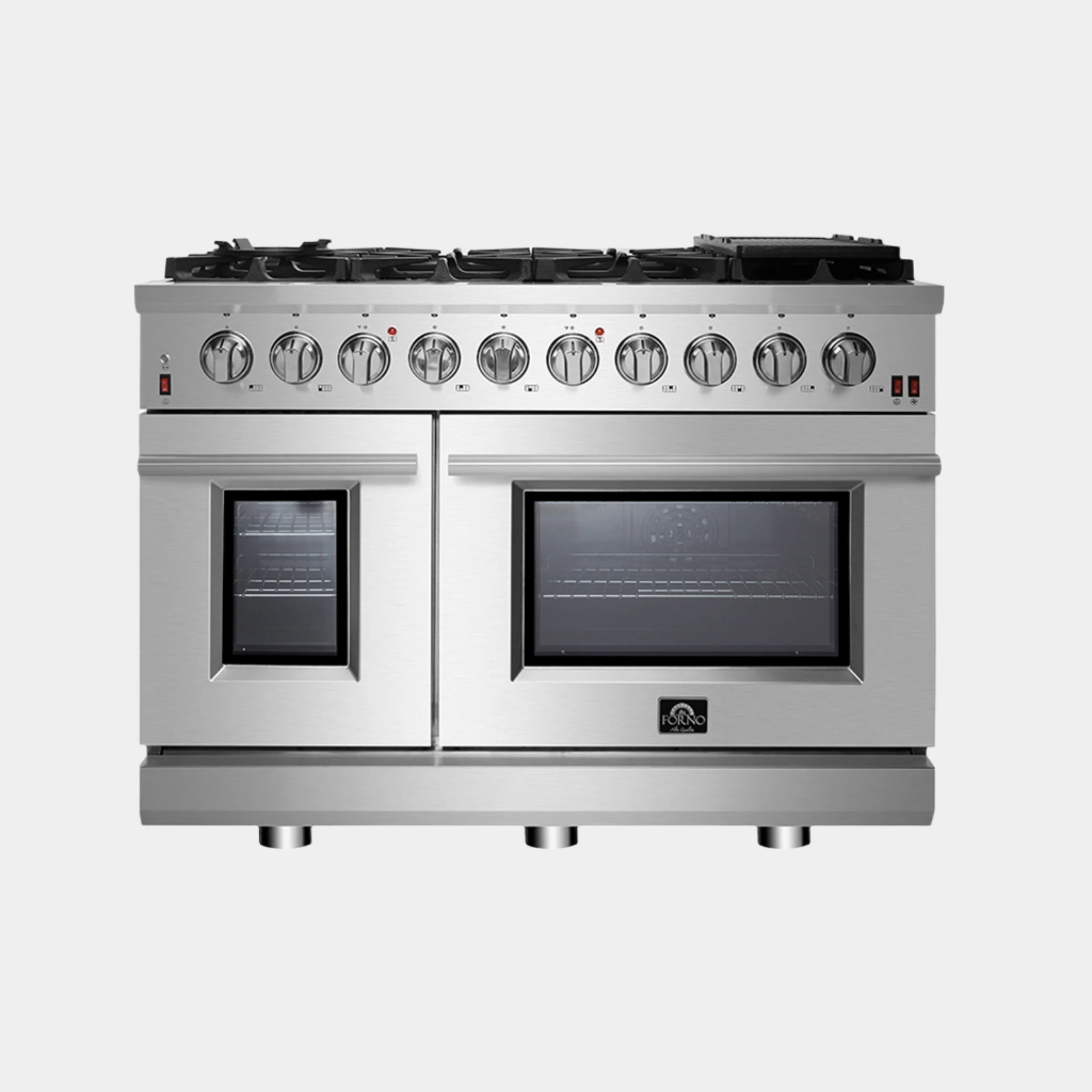 Forno Massimo 48 in. 6.58 cu. ft. 8-Burner Stainless Steel Gas Range with Brass Burners | FFSGS6239-48