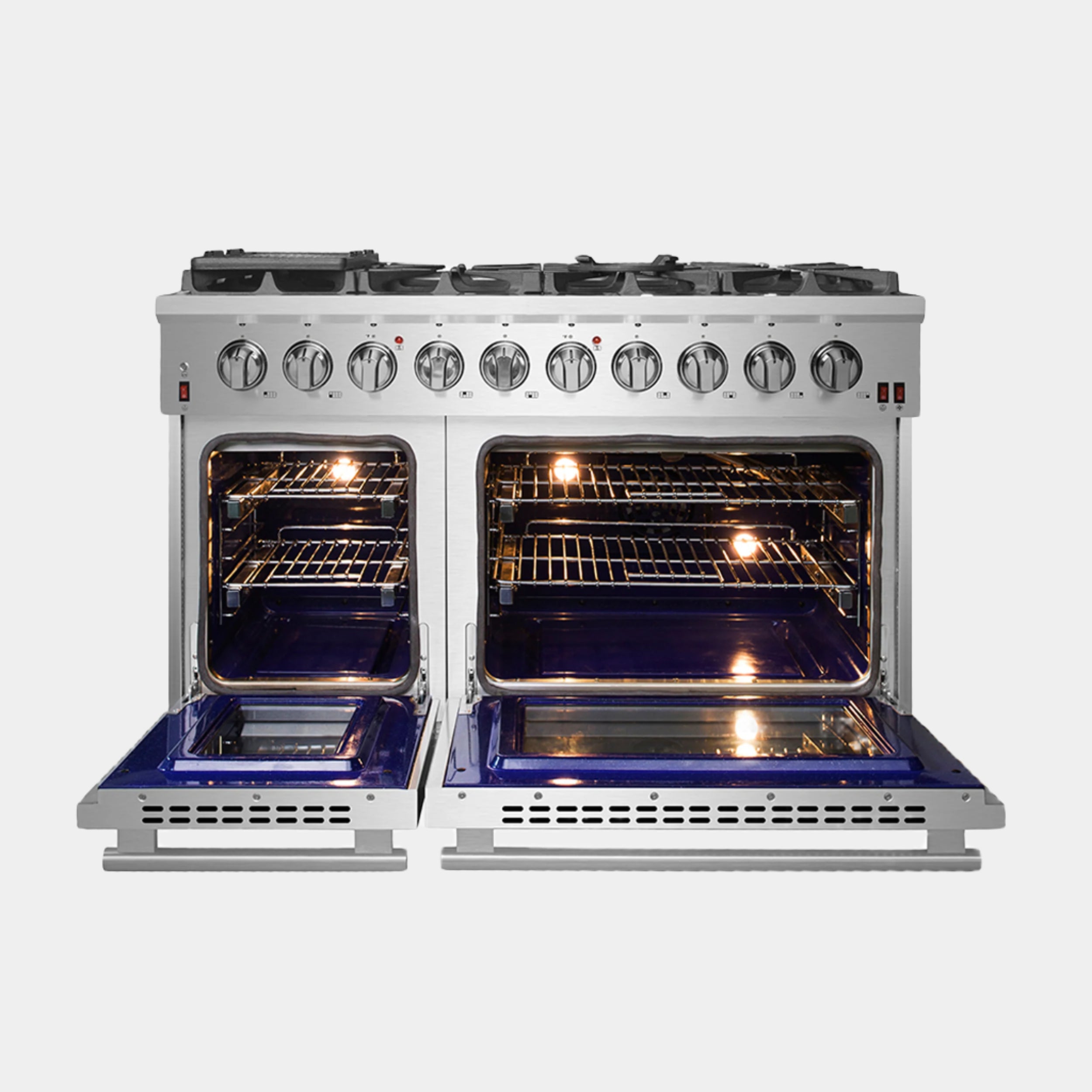 Forno Massimo 48 in. 6.58 cu. ft. 8-Burner Stainless Steel Gas Range with Brass Burners | FFSGS6239-48