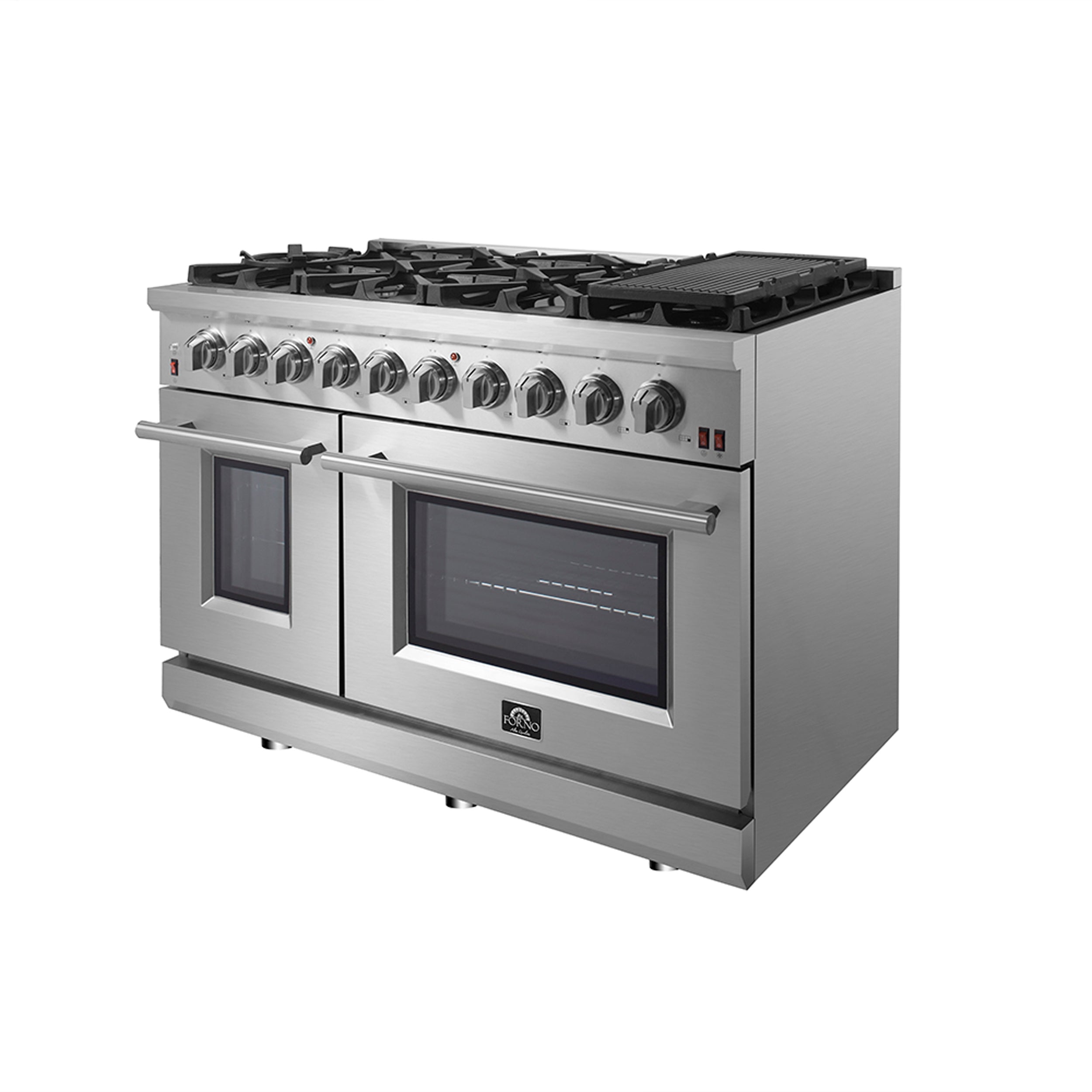 Forno Massimo 48 in. 6.58 cu. ft. 8-Burner Stainless Steel Gas Range with Brass Burners | FFSGS6239-48