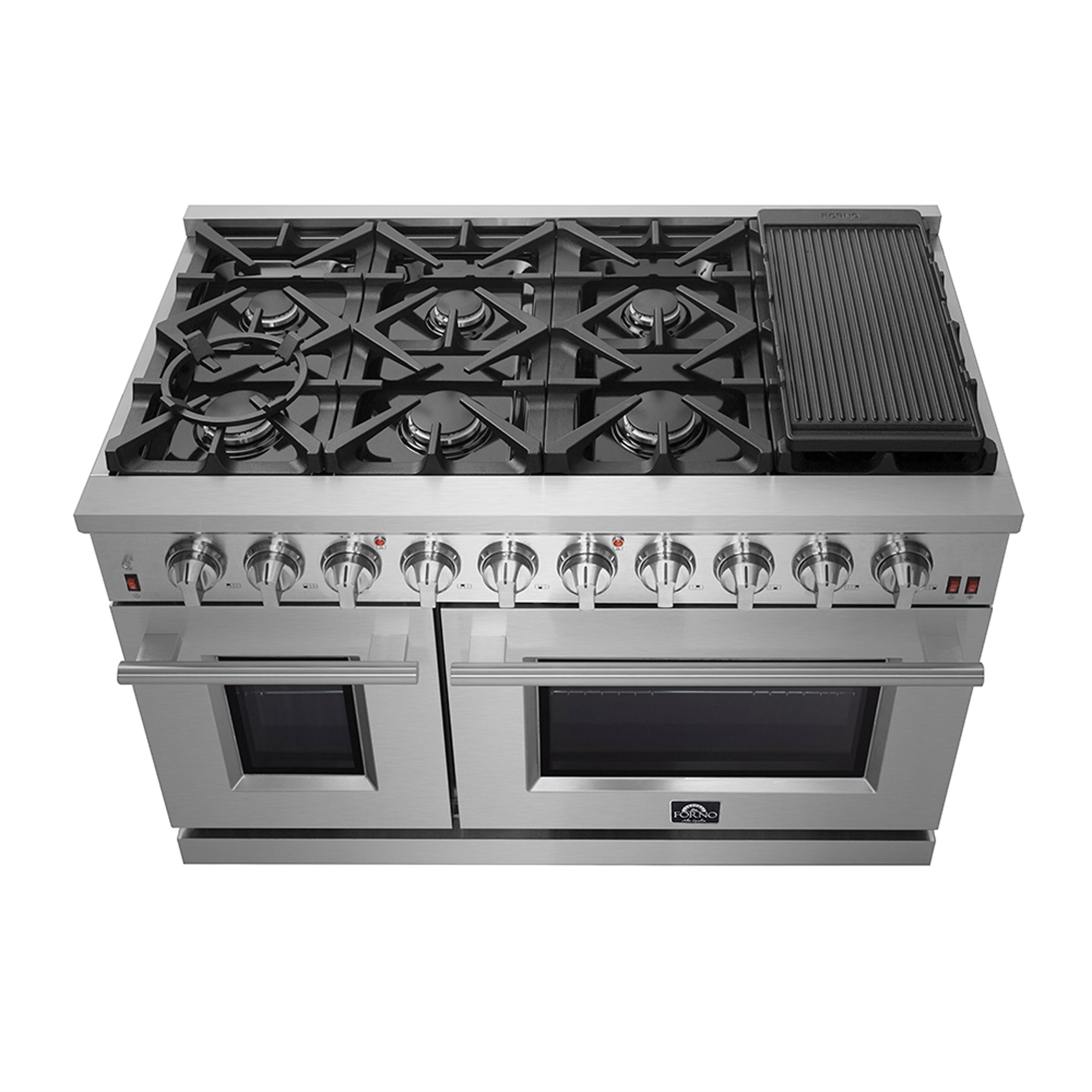 Forno Massimo 48 in. 6.58 cu. ft. 8-Burner Stainless Steel Gas Range with Brass Burners | FFSGS6239-48