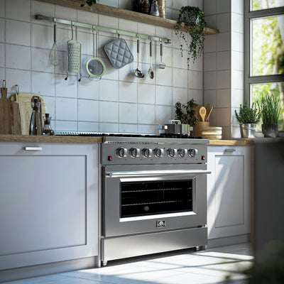 Forno Galiano 36 in. 5.26 cu. ft. 6-Burner Stainless Steel Gas Range | FFSGS6244-48