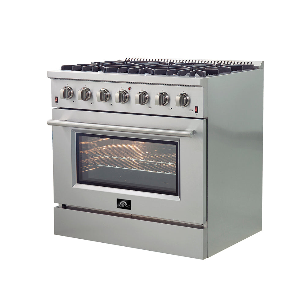 Forno Galiano 36 in. 5.26 cu. ft. 6-Burner Stainless Steel Gas Range | FFSGS6244-48