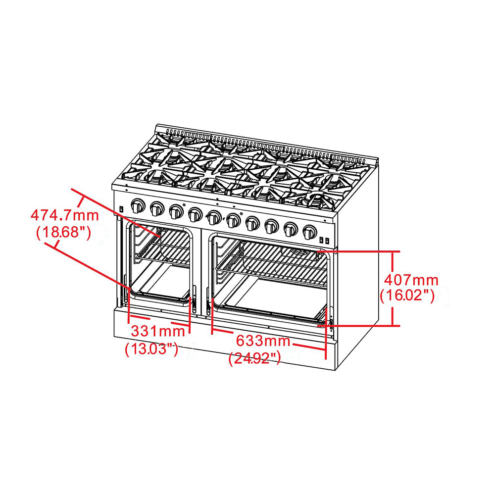 Forno Galiano 48 in. 6.58 cu. ft. 8-Burner Stainless Steel Gas Range | FFSGS6244-48
