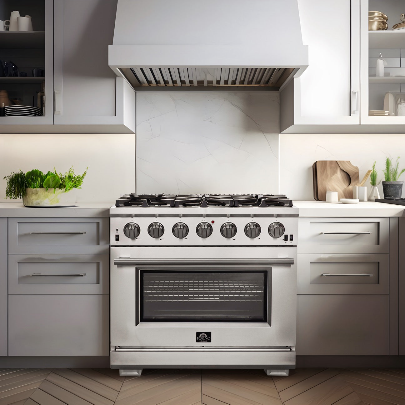 Forno Capriasca 36 in. 5.36 cu. ft. 6-Burner Stainless Steel Gas Range with Brass Burners | FFSGS6260-36