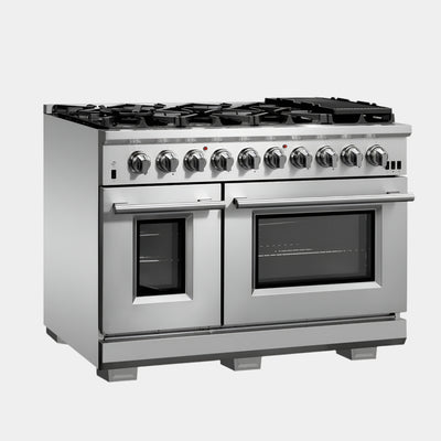 Forno Capriasca 48 in. 6.58 cu. ft. 8-Burner Stainless Steel Gas Range with Brass Burners | FFSGS6260-48