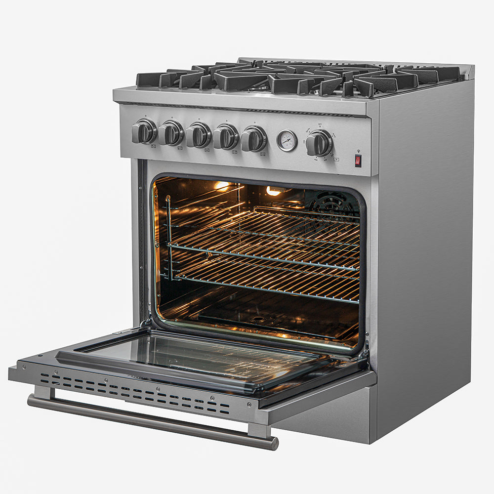 Forno Giovanni 30 in. 4.32 cu.ft. Stainless Steel Gas Range with Griddle and Air Fry | FFSGS6274-30