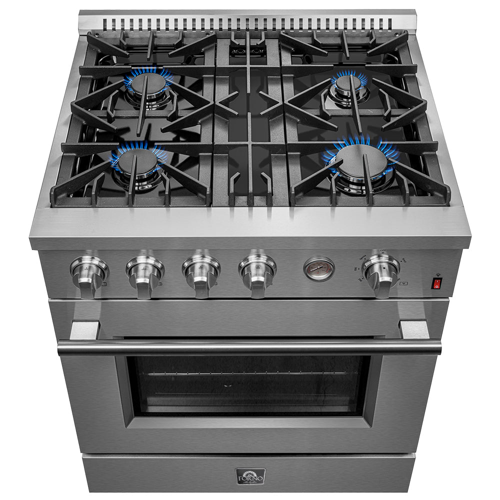 Forno Marco 30 in. 4.32 cu.ft. Stainless Steel Gas Range with 4 Burners | FFSGS6277-30