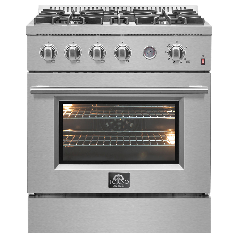 Forno Marco 30 in. 4.32 cu.ft. Stainless Steel Gas Range with 4 Burners | FFSGS6277-30