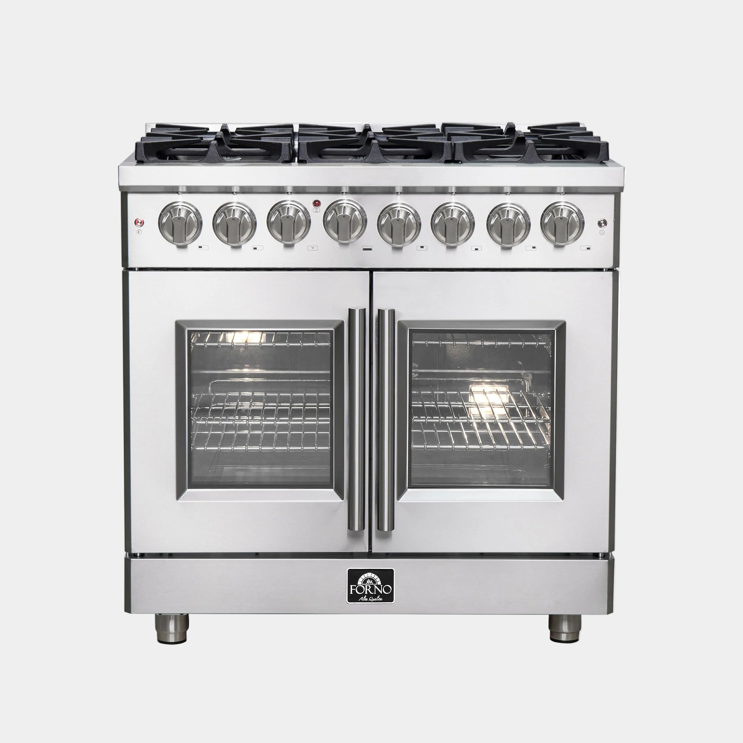 Forno Massimo 36 in. 5.36 cu. ft. 6-Burner Stainless Steel French Door Dual Fuel Range | FFSGS6325-36