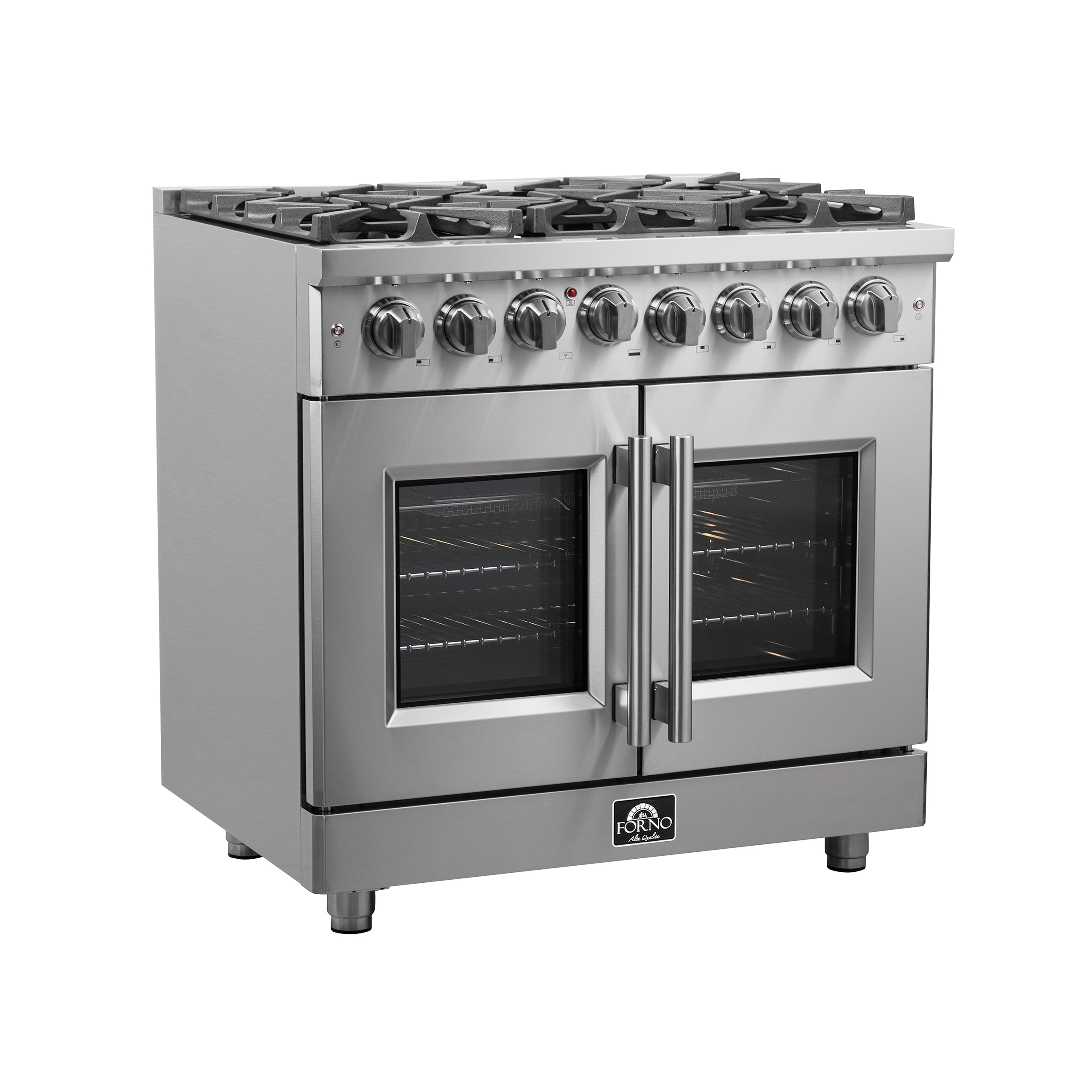Forno Massimo 36 in. 5.36 cu. ft. 6-Burner Stainless Steel French Door Dual Fuel Range | FFSGS6325-36