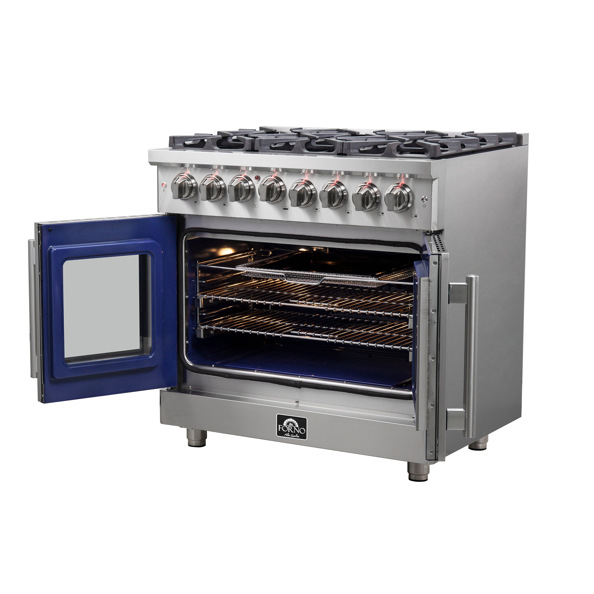 Forno Massimo 36 in. 5.36 cu. ft. 6-Burner Stainless Steel French Door Dual Fuel Range | FFSGS6325-36