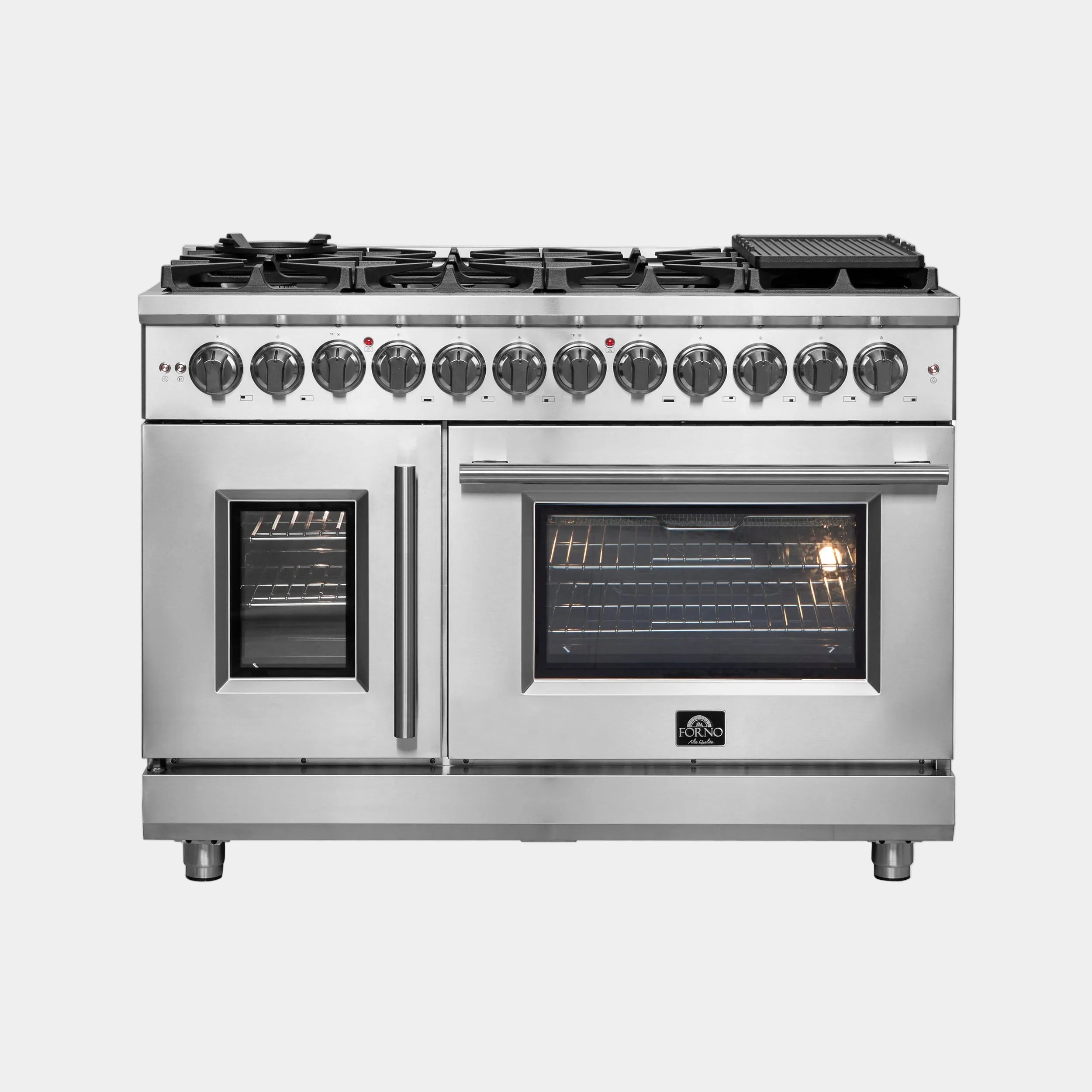 Forno Massimo 48 in. 6.58 cu. ft. 8-Burner Stainless Steel French Door Dual Fuel Range | FFSGS6325-48