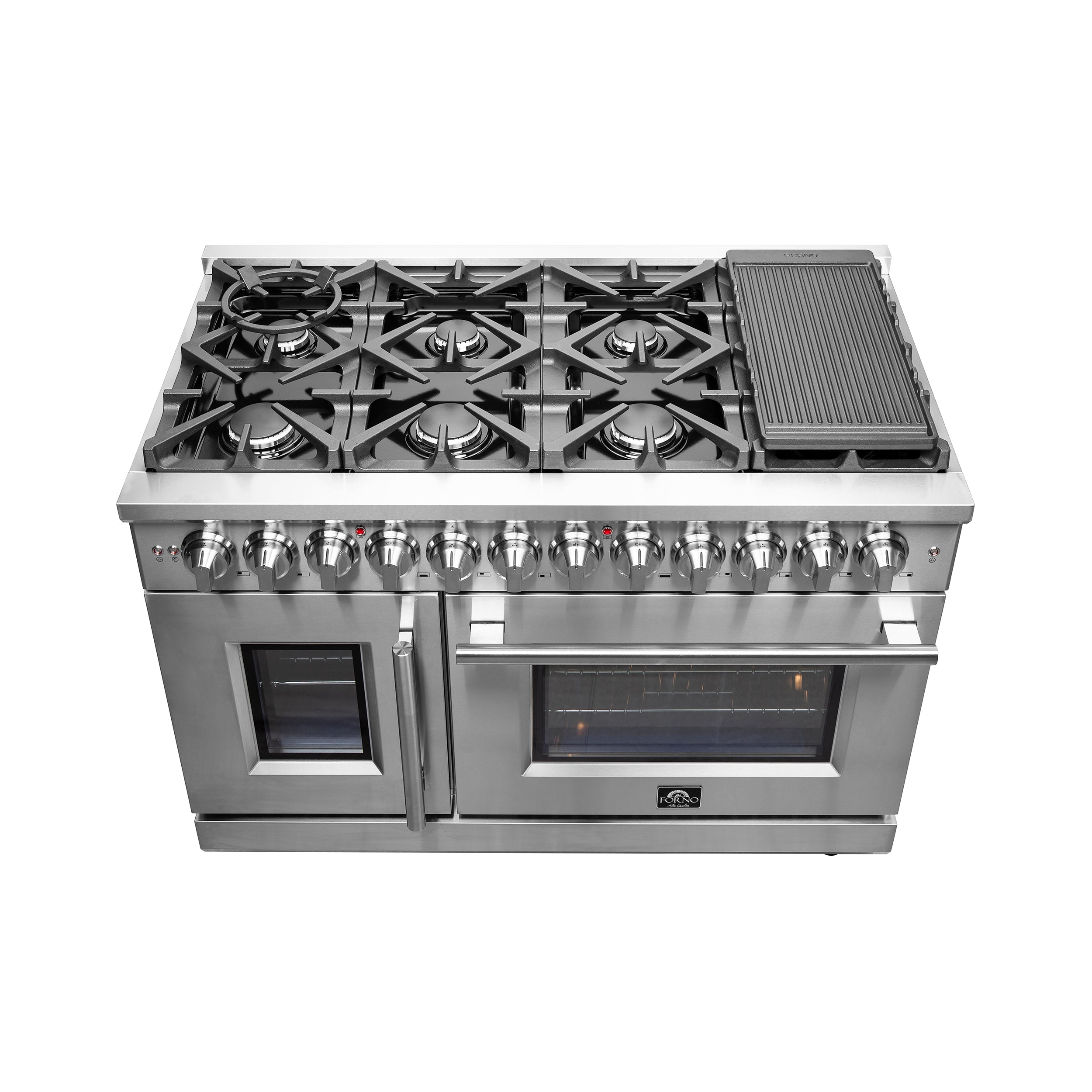 Forno Massimo 48 in. 6.58 cu. ft. 8-Burner Stainless Steel French Door Dual Fuel Range | FFSGS6325-48