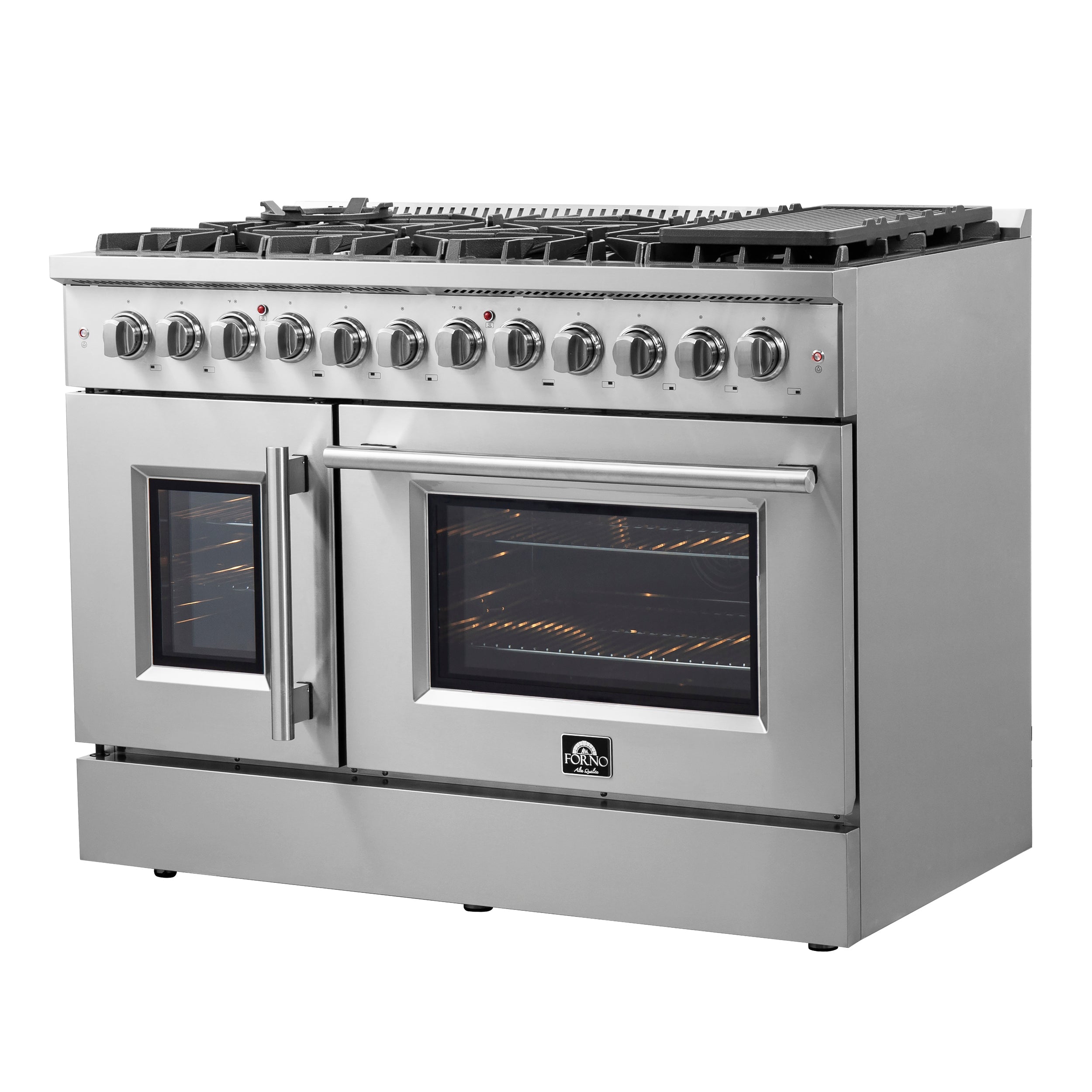 Forno Galiano 48 in. 6.58 cu. ft. 8-Burner Stainless Steel French Door Dual Fuel Range | FFSGS6356-48